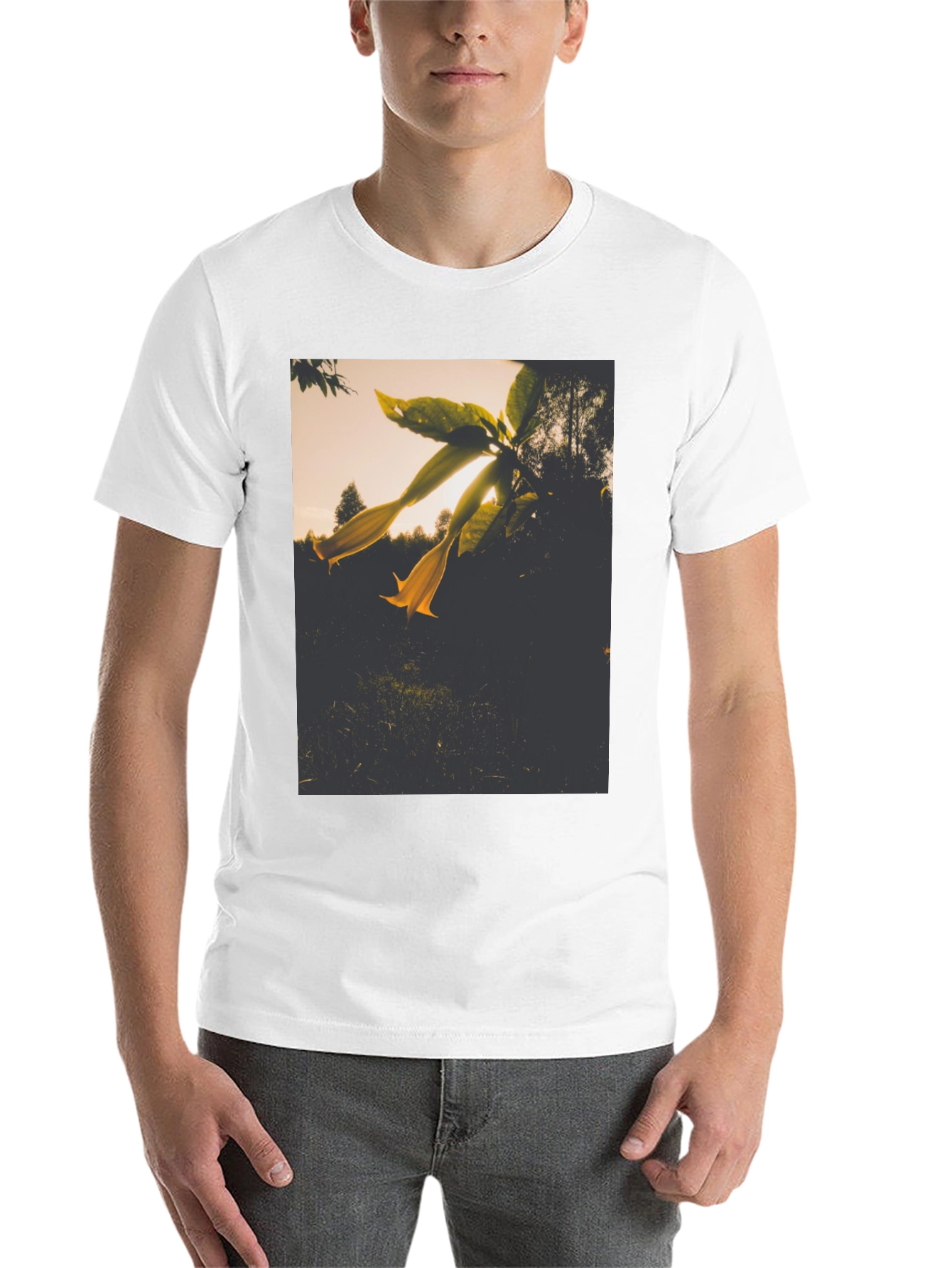 Floral Graphic Tee - Black Cotton Blend - 14