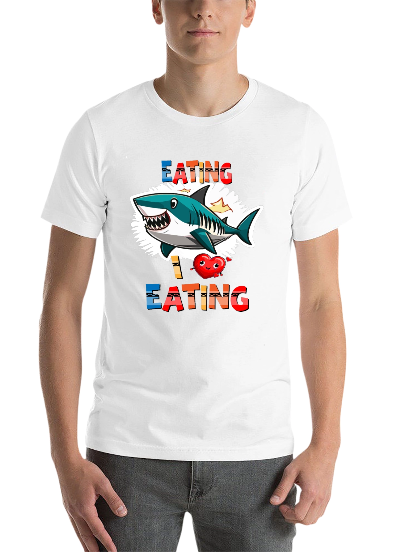 Black Shark Eating Heart Graphic Tee - Funny T-Shirt view 14