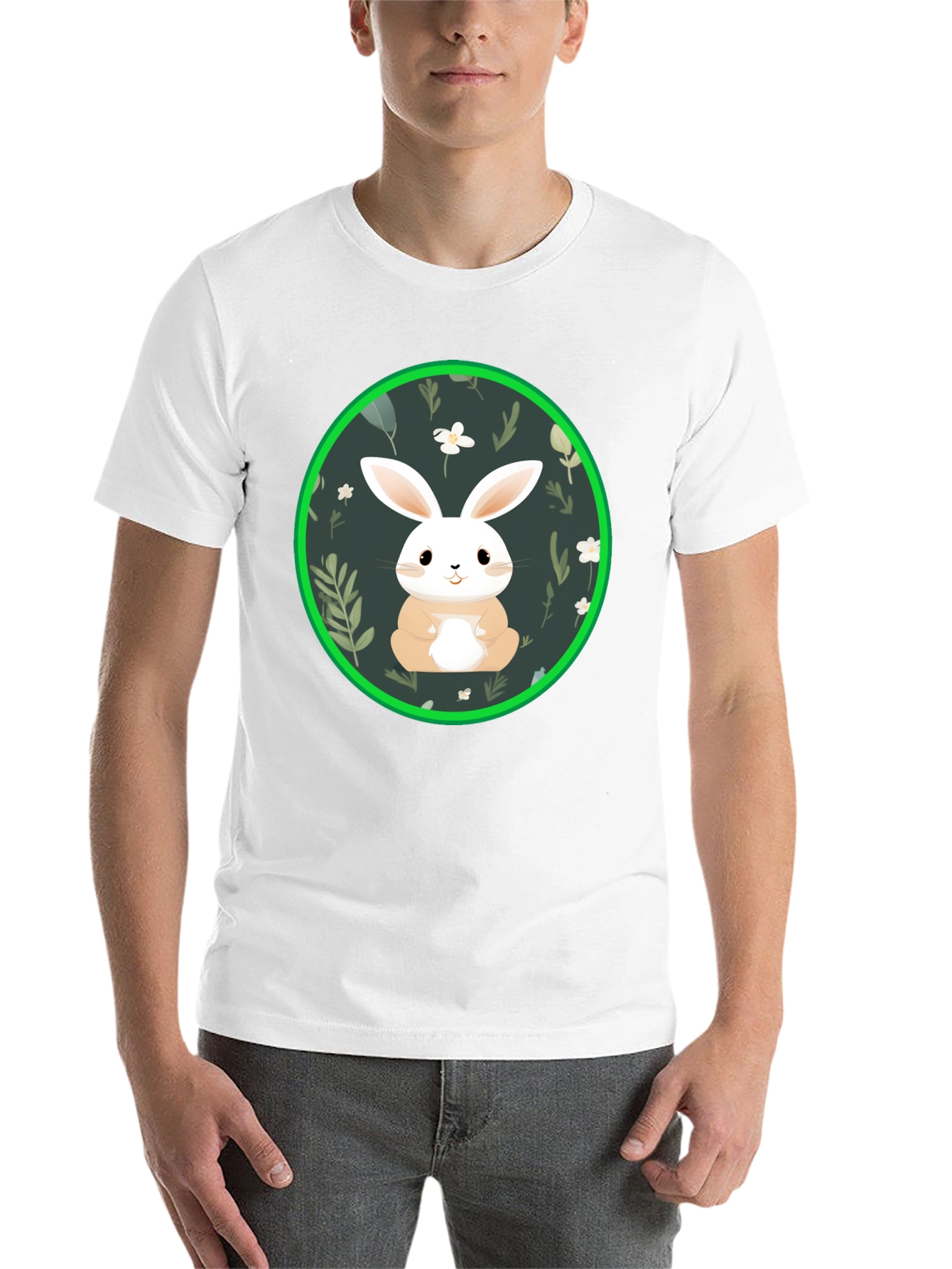 Black Cute Bunny Graphic Tee - Black view 14