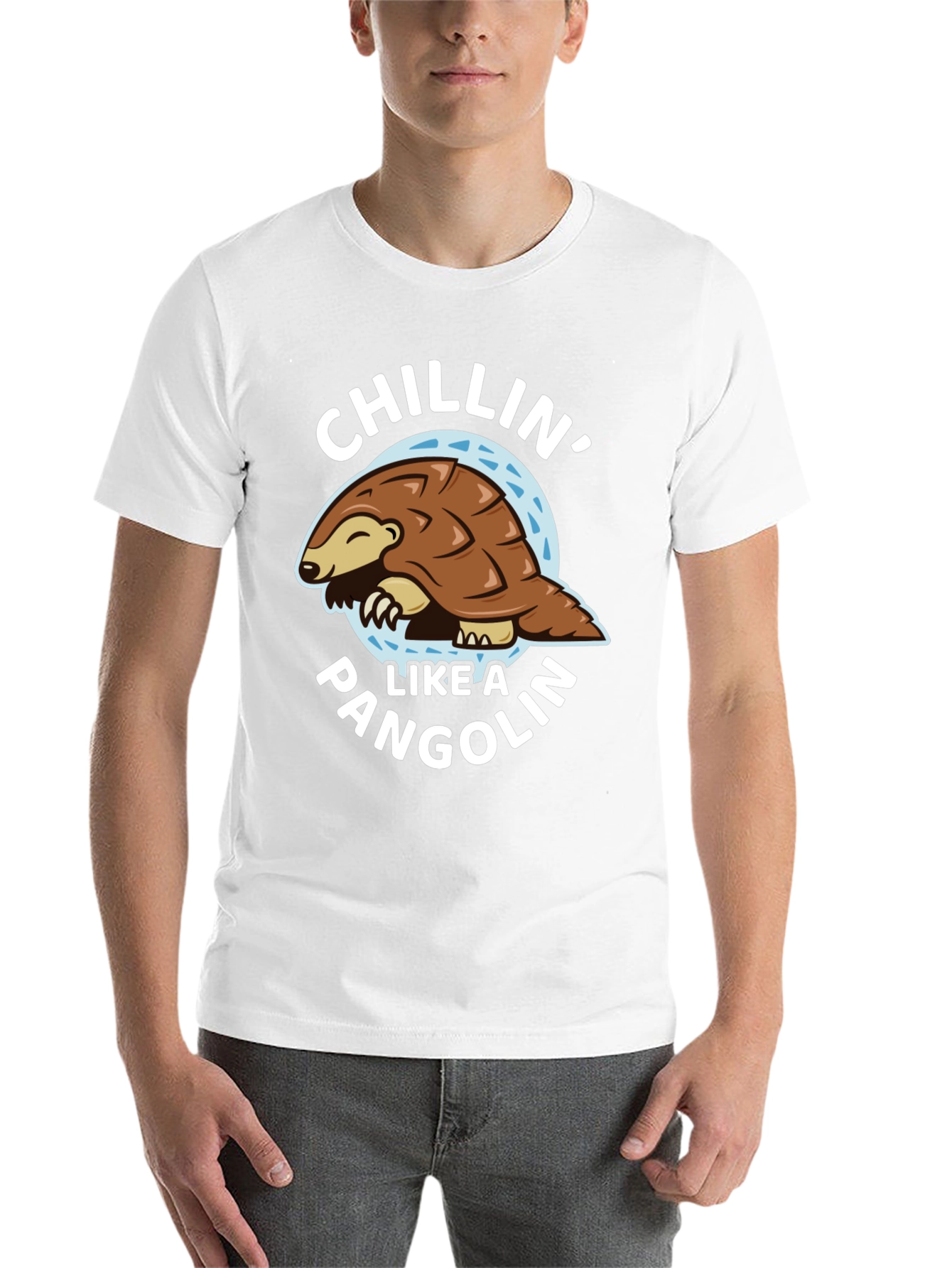 Black Chillin' Like a Pangolin Black T-Shirt view 14