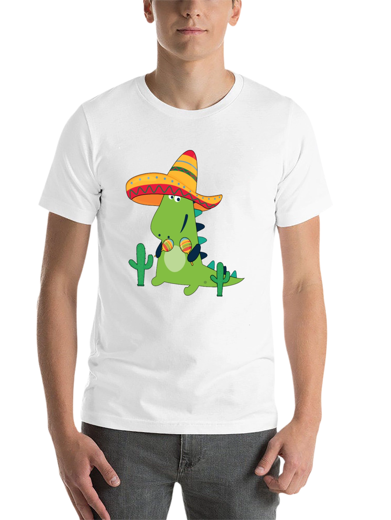 Black Dino Fiesta Black T-Shirt - Maracas & Sombrero view 14