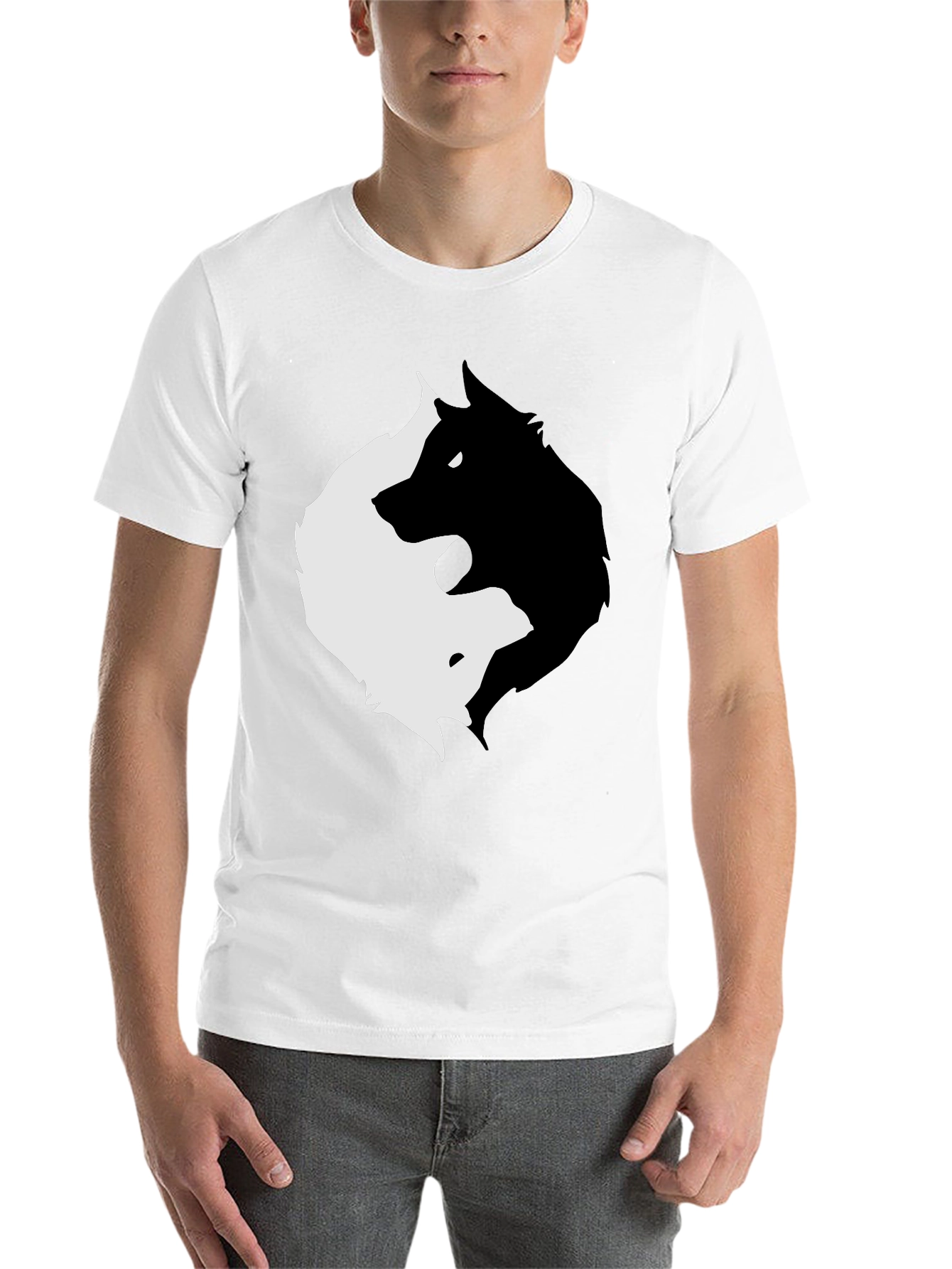 Black Yin Yang Wolves Graphic Tee - Black view 14