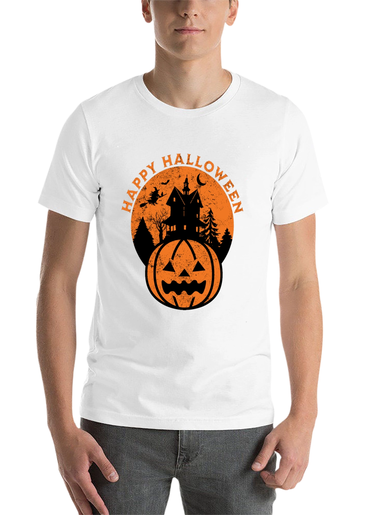 Black Happy Halloween Graphic Tee - Spooky Season Shirt view 14