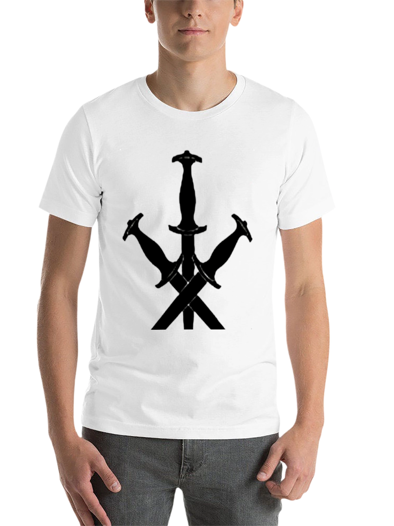 Black Men's Black T-Shirt - Dagger Graphic view 14