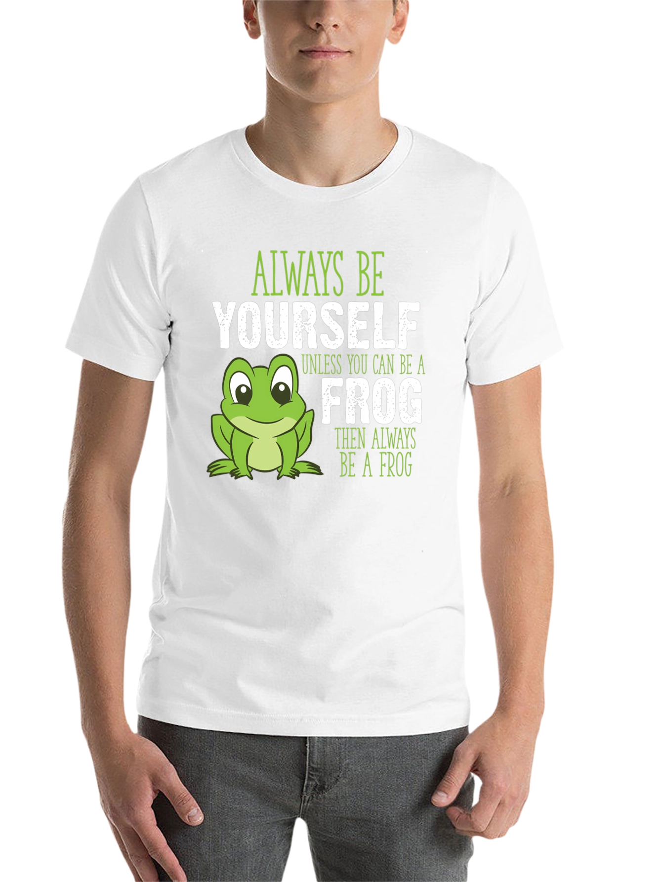 Black Funny Frog Graphic Tee: Always Be Yourself T-Shirt view 14
