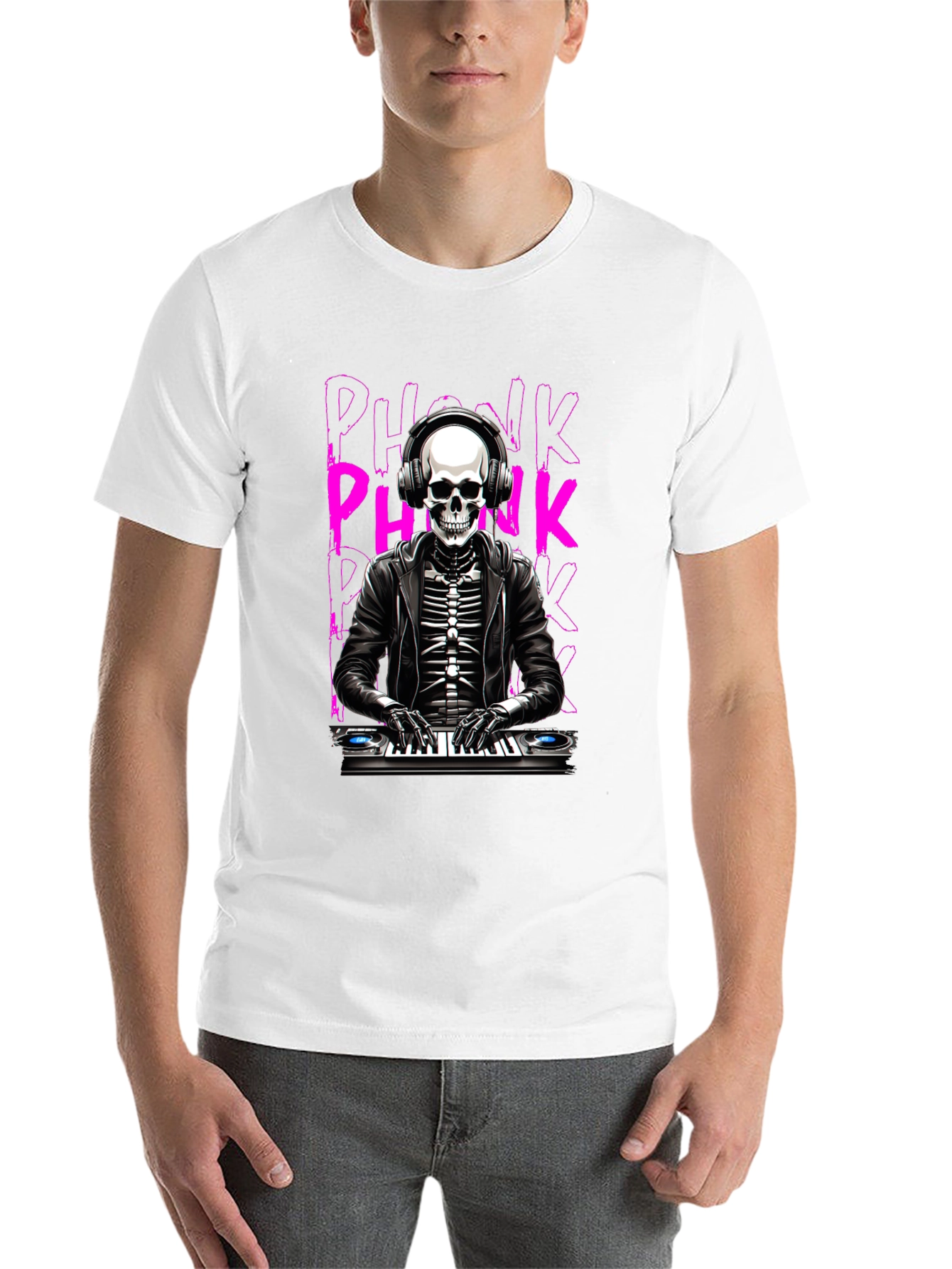 DJ Skeleton 'Phonk' Graphic T-Shirt - 14