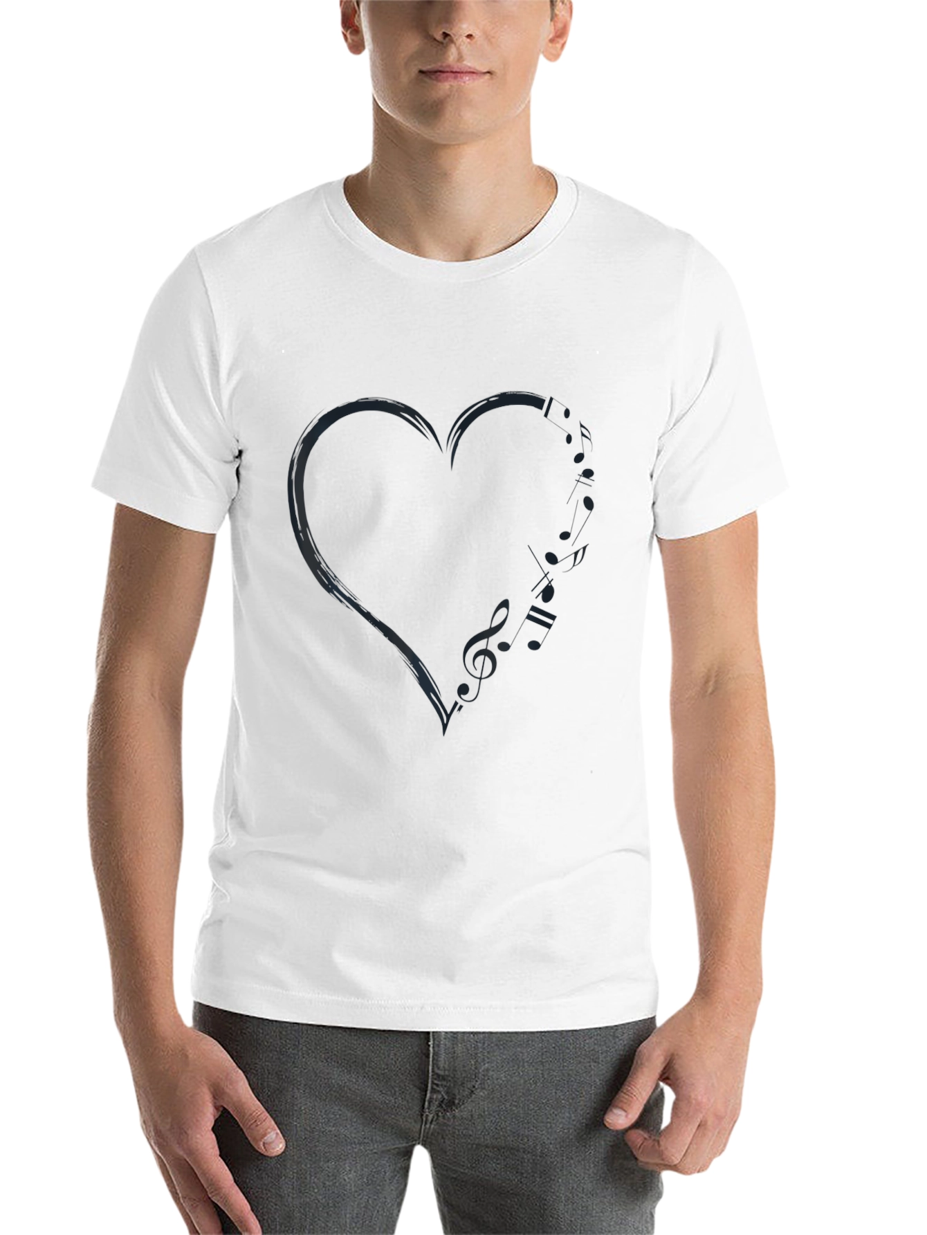 Black Heart Music Note T-Shirt - Stylish Men's Tee view 14