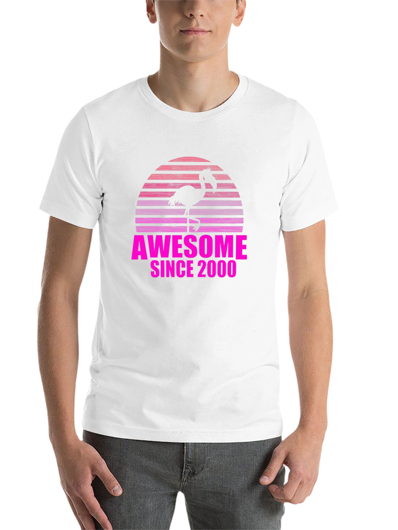 Black Awesome Since 2000 Flamingo Graphic Tee view 14