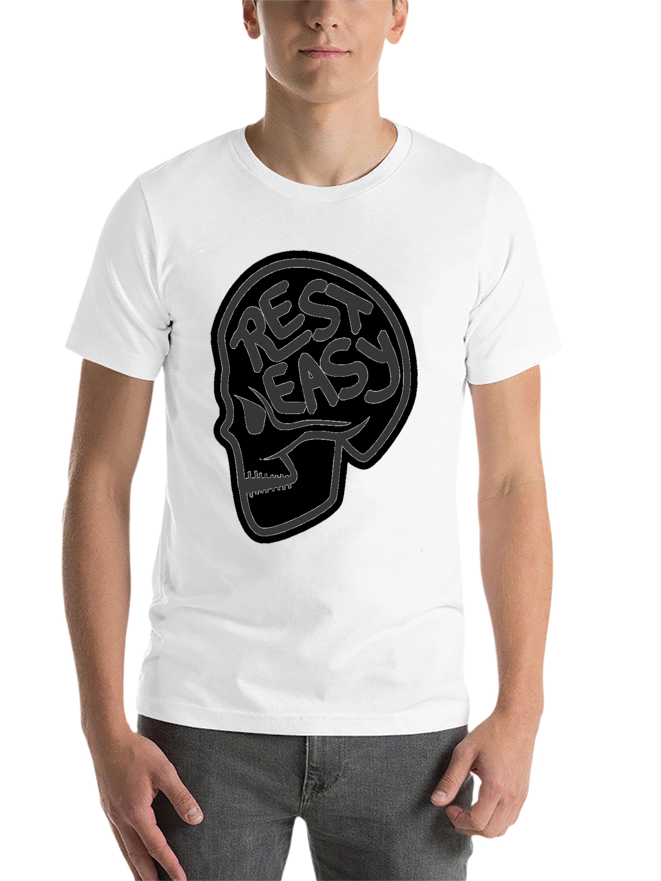 Black Rest Easy Skull Graphic Tee - Black view 14