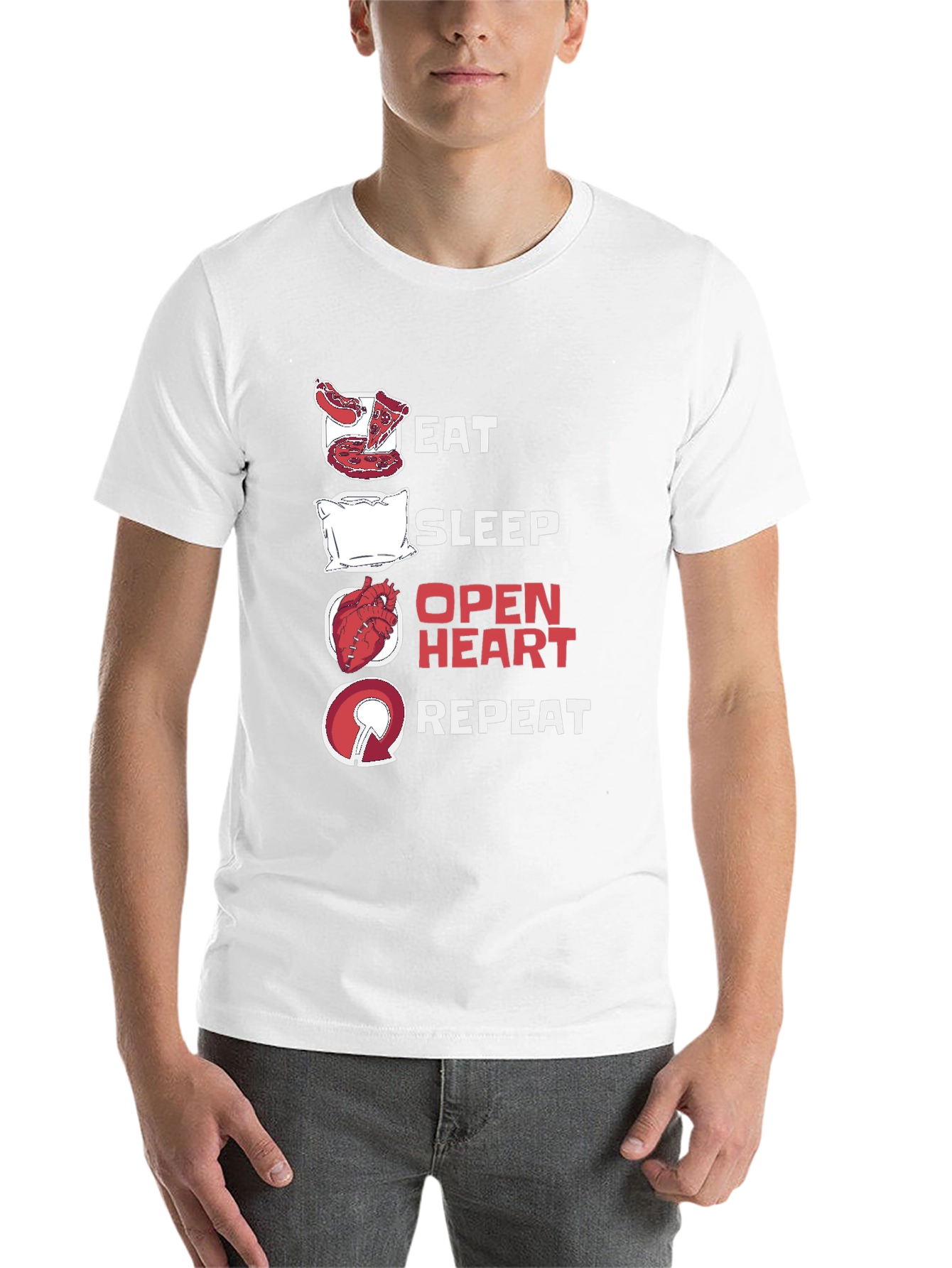 Black Eat Sleep Open Heart Repeat Graphic T-Shirt view 14