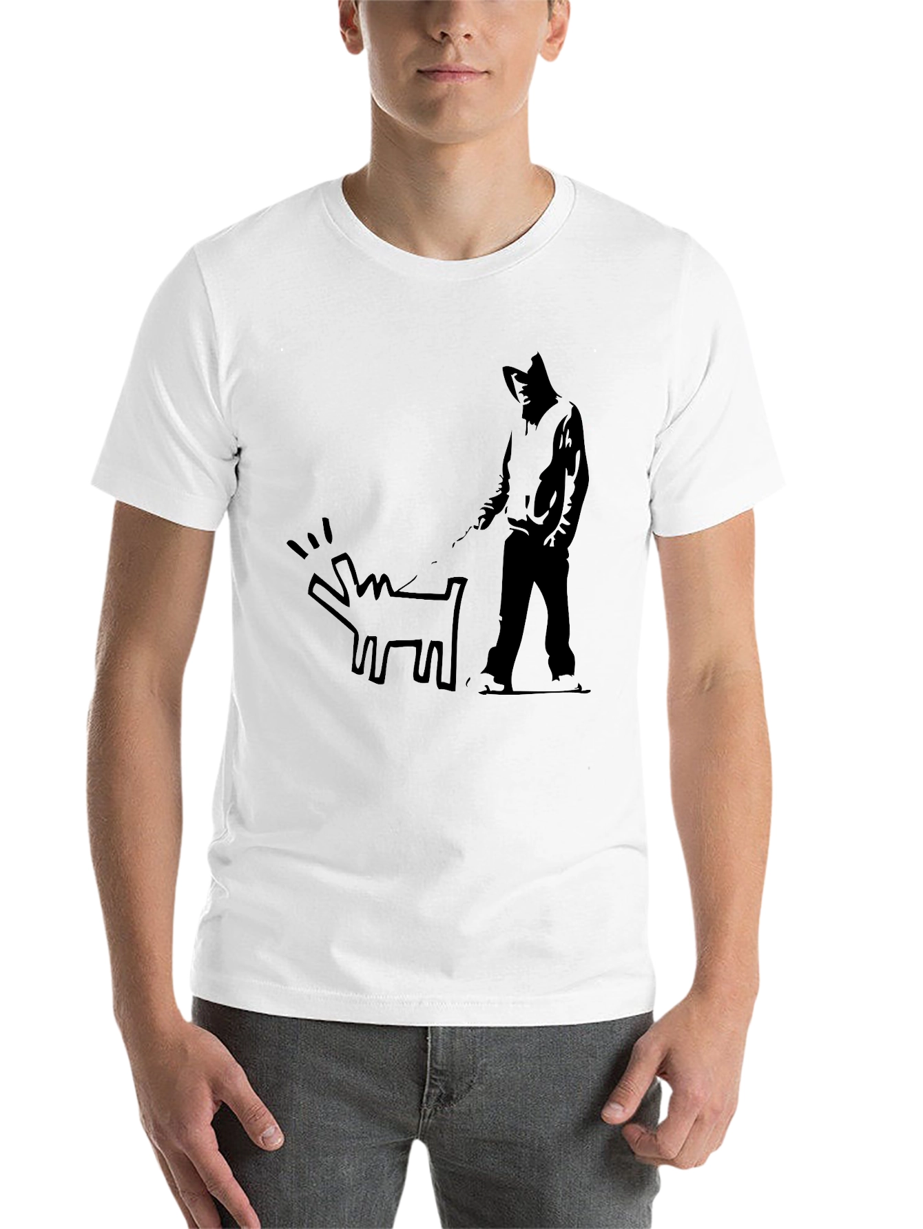Black Banksy Graffiti Dog T-Shirt - Black view 14