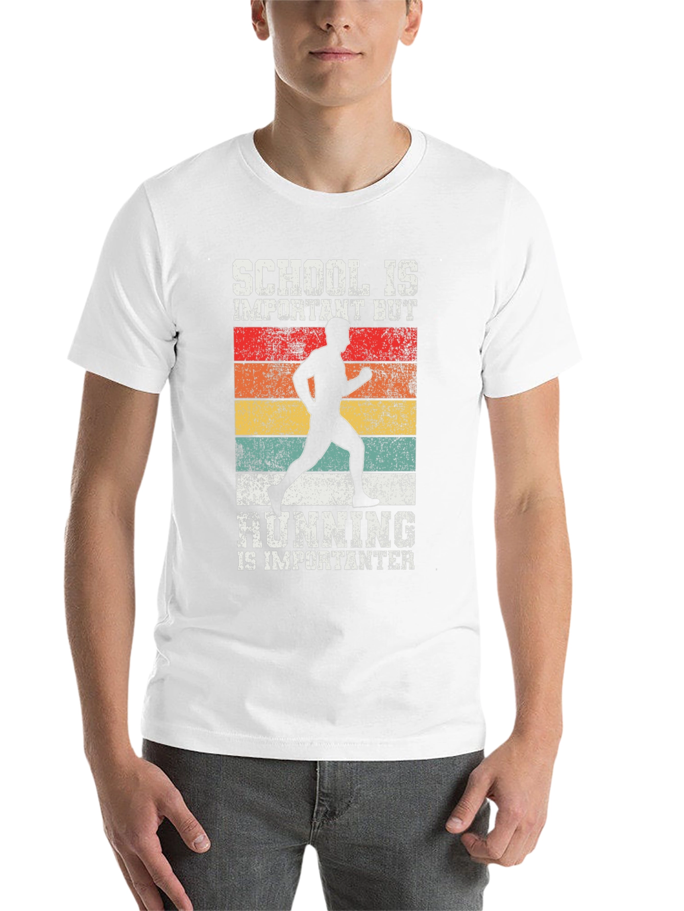 Black Funny Runner T-Shirt - School vs Running view 14