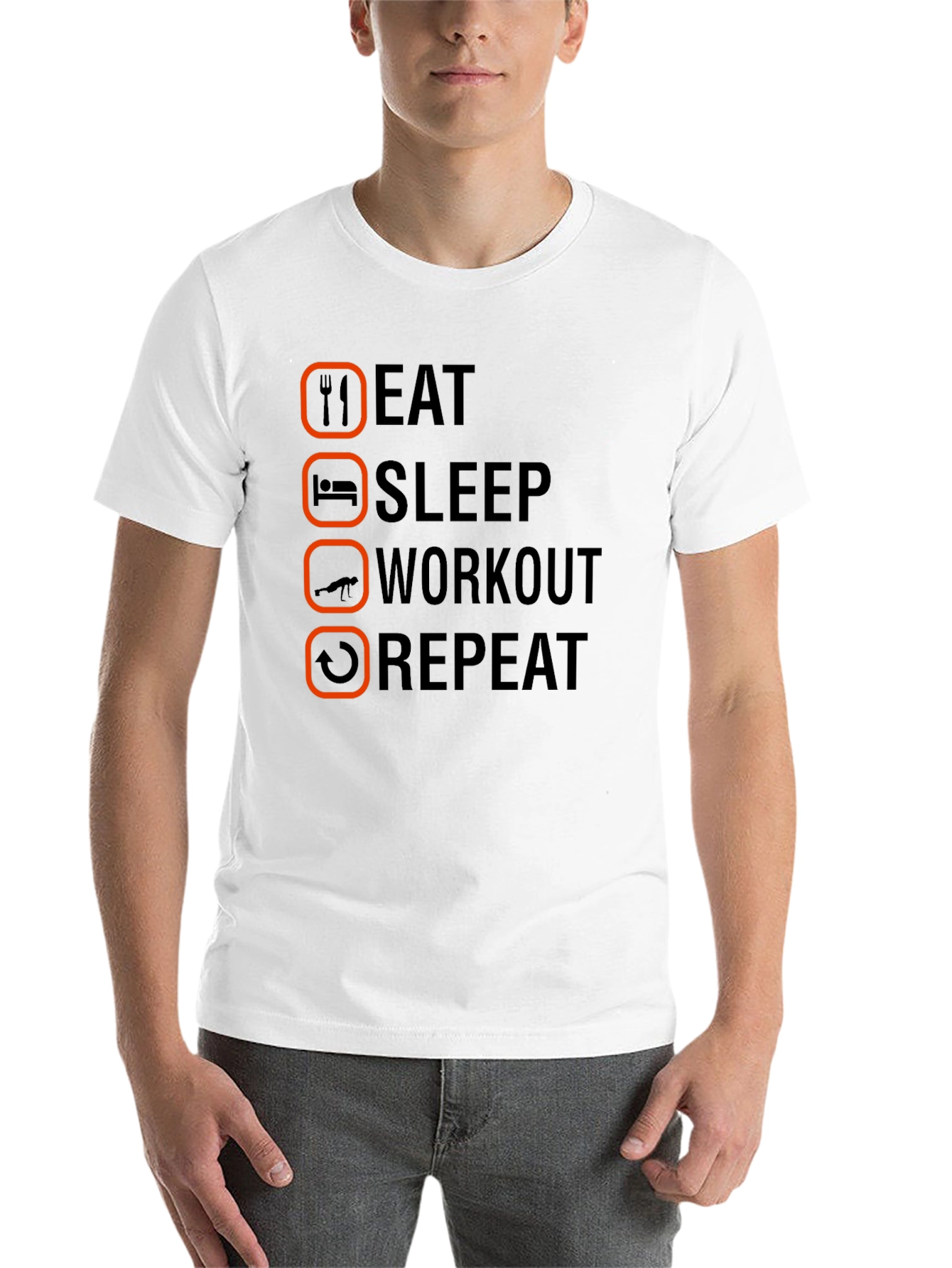 Eat Sleep Workout Repeat Graphic Tee - 14