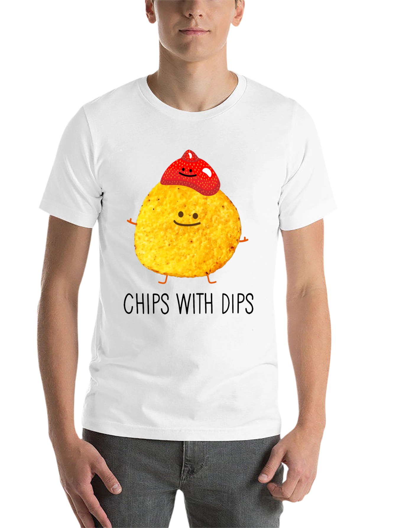 Black Chips With Dips Graphic T-Shirt - Snack Lover Tee view 14