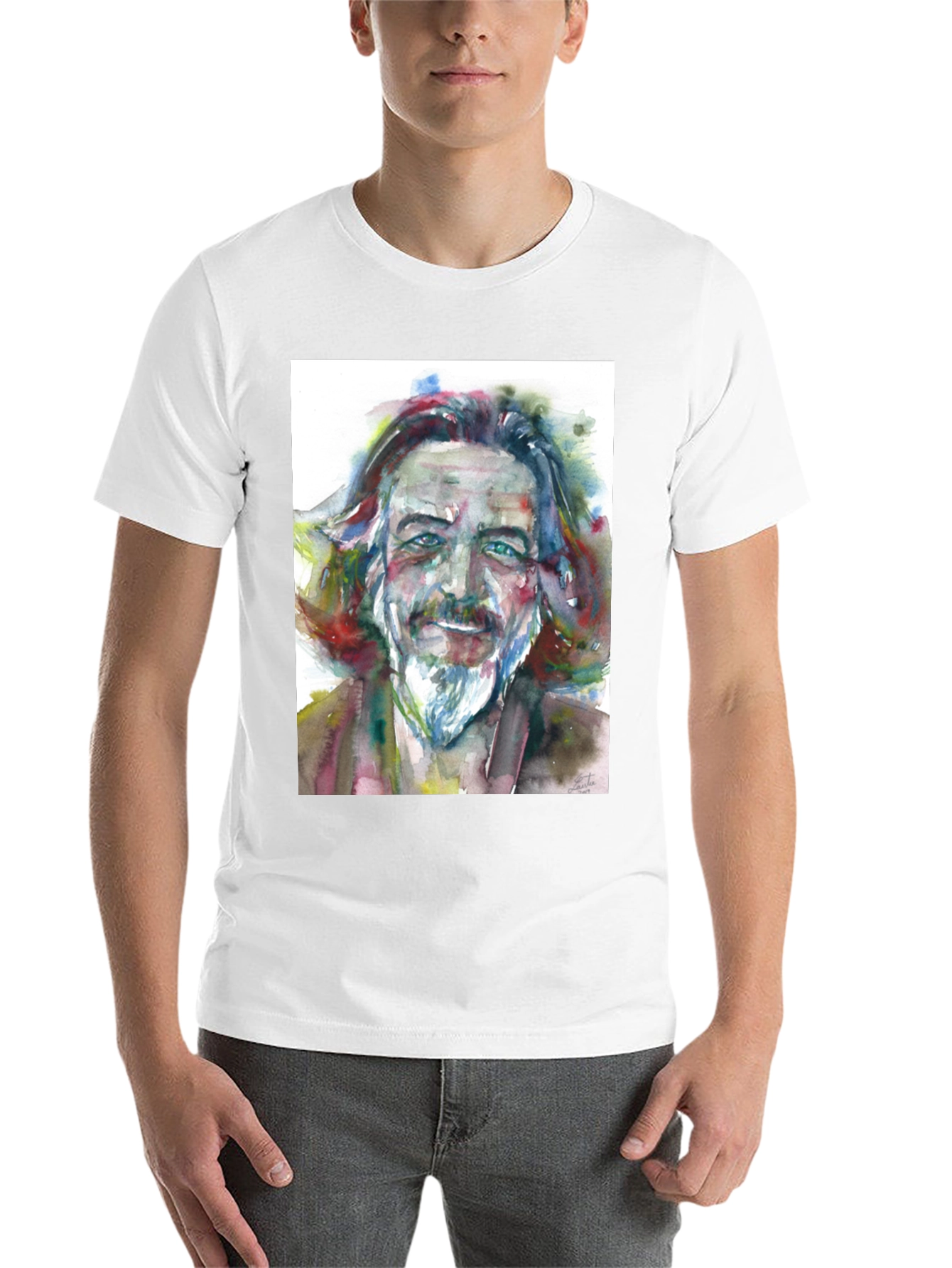 Black Watercolor Portrait Tee - Artistic Style view 14