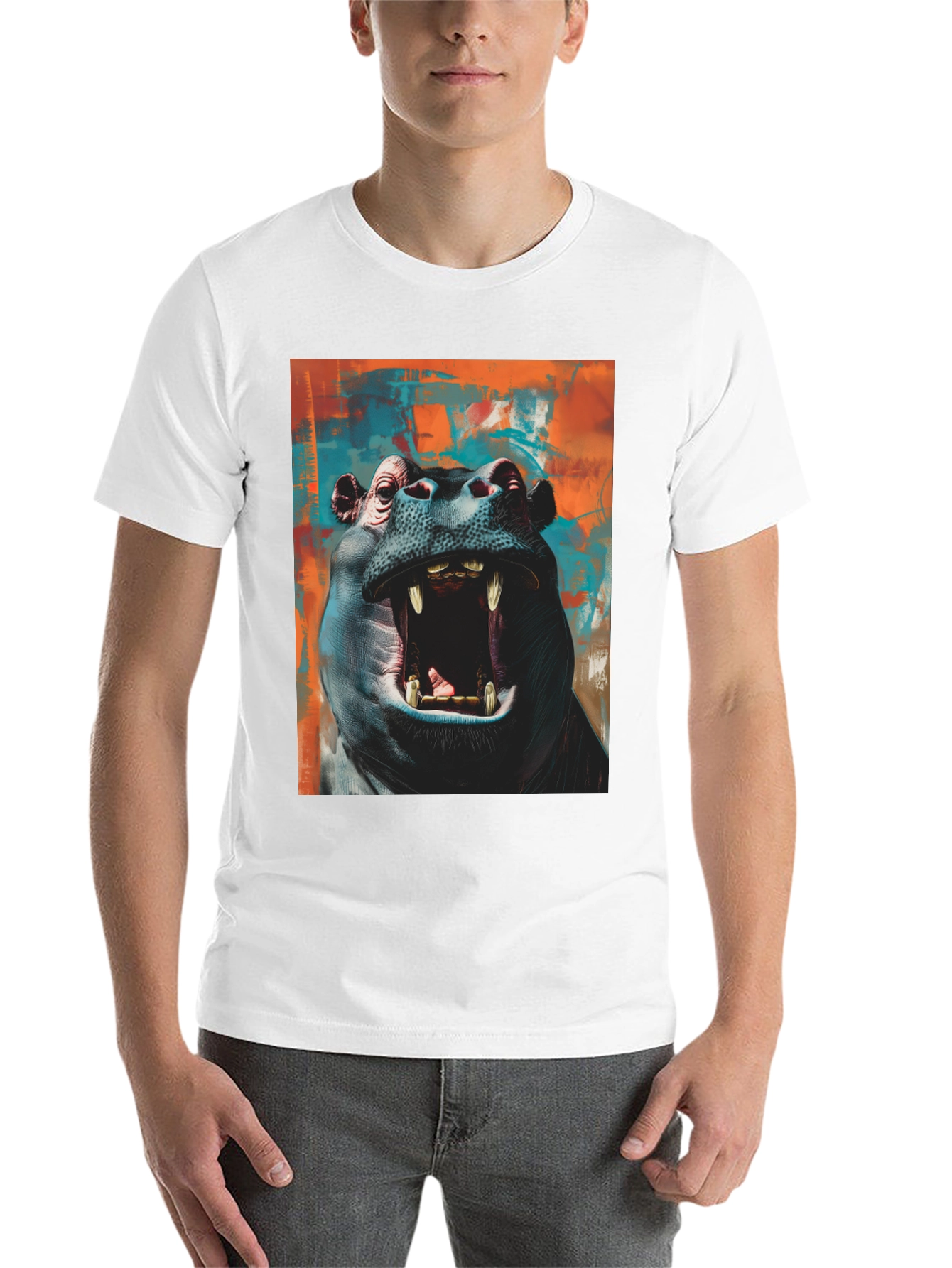 Black Hippo Graphic Tee - Bold Animal Print view 14