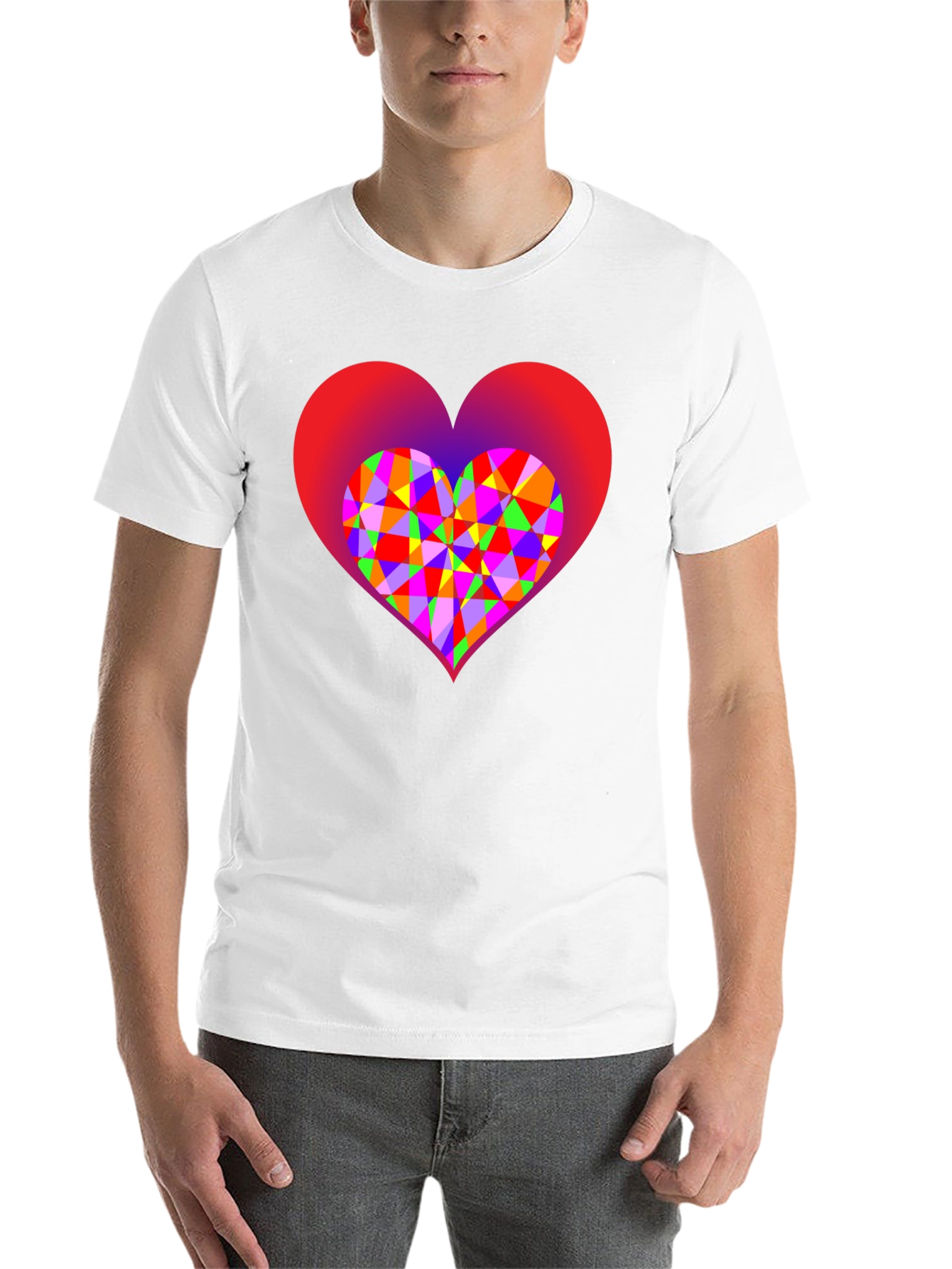 Black Geometric Heart Graphic Black T-Shirt view 14