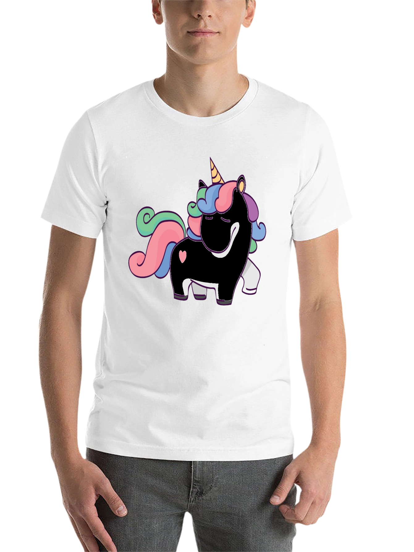 Black Unicorn Graphic Print T-Shirt - Black view 14
