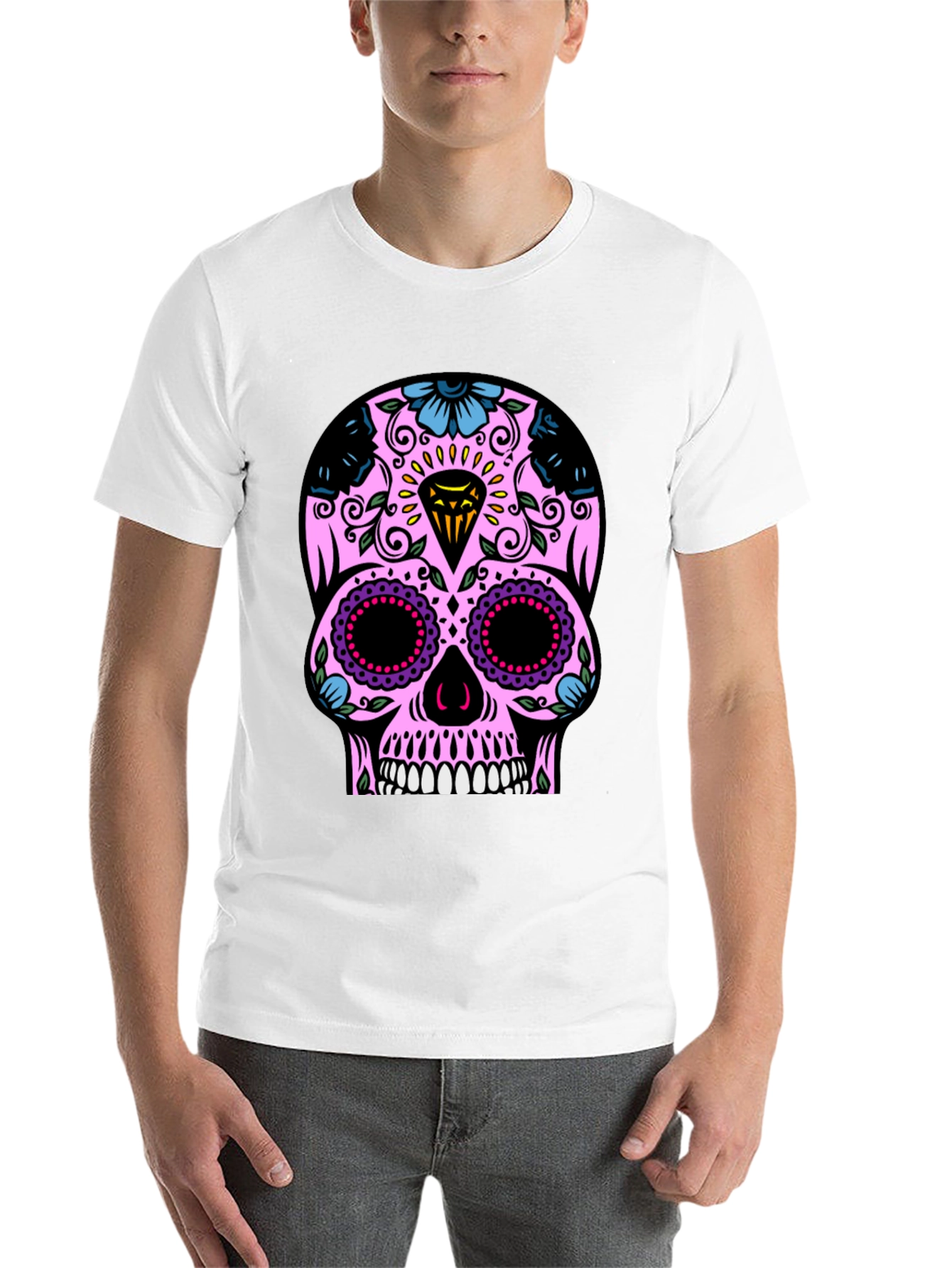 Black Sugar Skull T-Shirt - Black Graphic Tee view 14