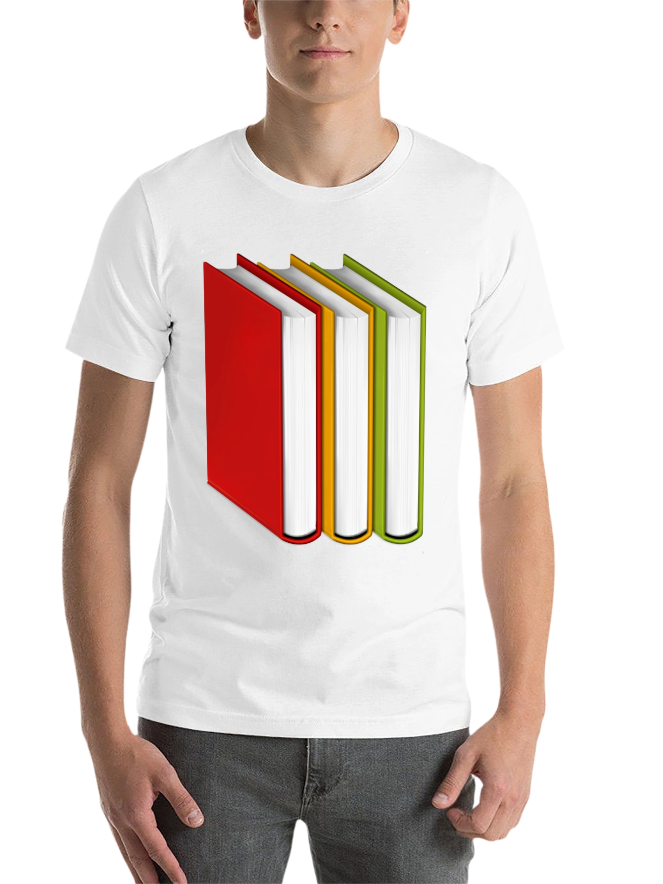 Black Book Lover's Tee: Colorful Book Stack Graphic T-Shirt view 14
