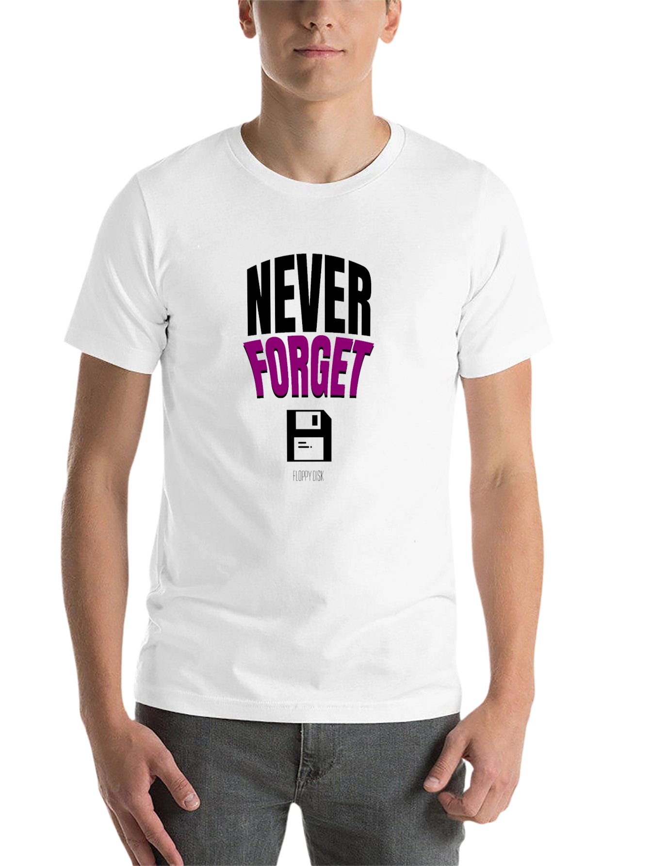Black Never Forget Floppy Disk Black Graphic Tee view 14