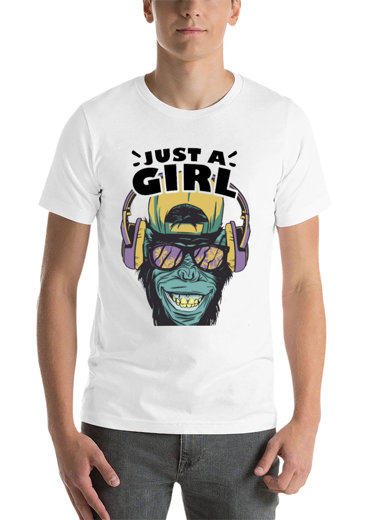 Black Just A Girl Monkey Graphic Tee view 14