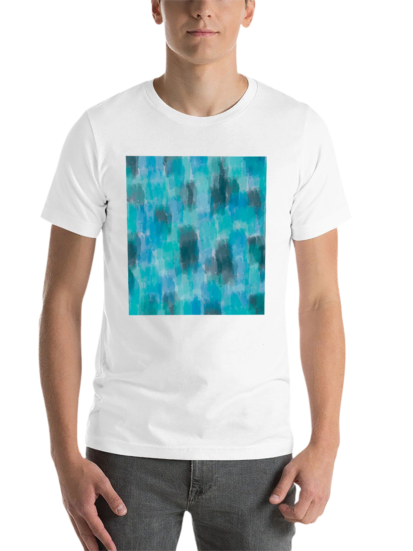 Black Abstract Blue Pattern Tee - Casual Style view 14