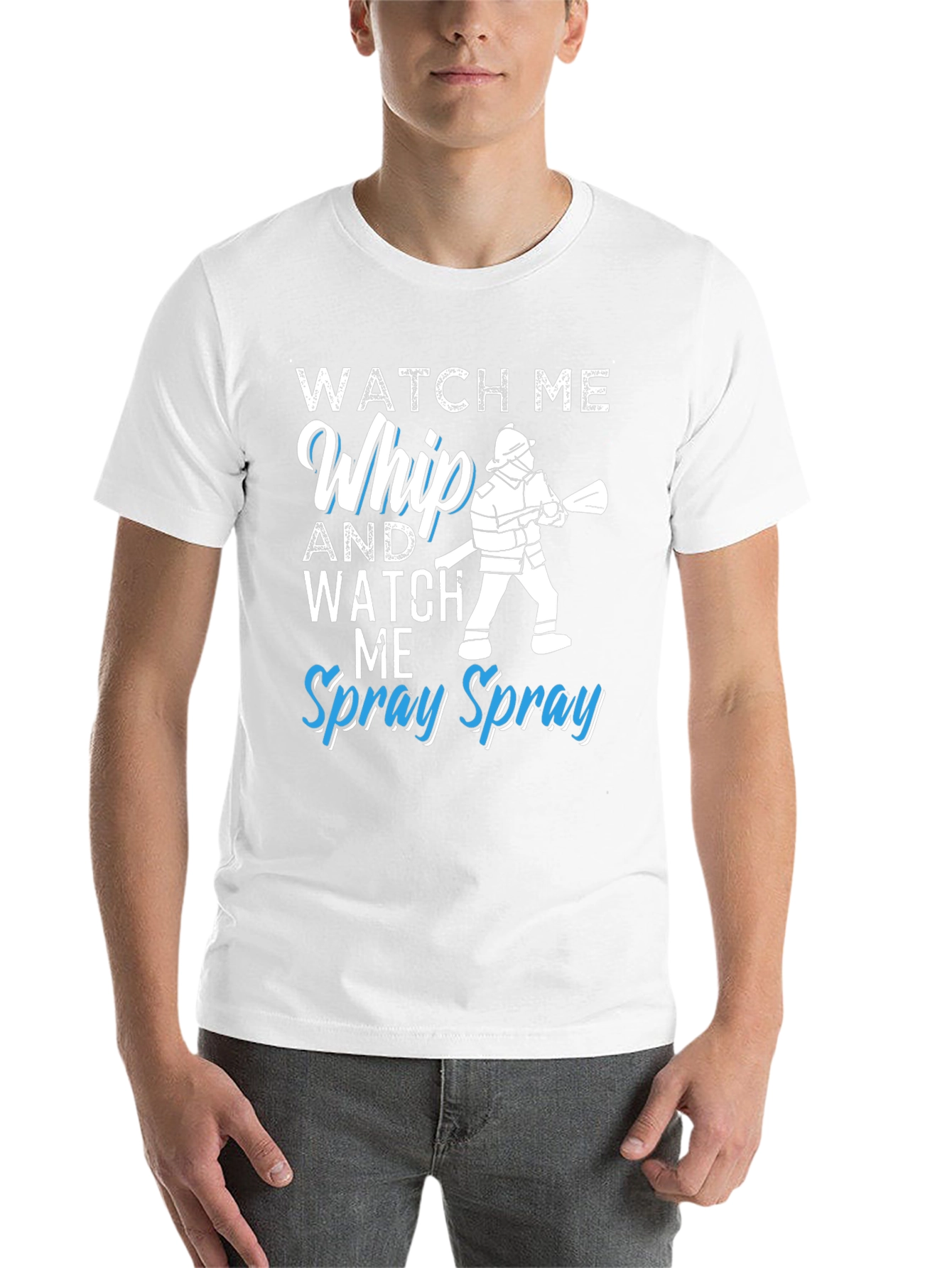 Black Watch Me Whip and Spray T-Shirt - Firefighter Design view 14