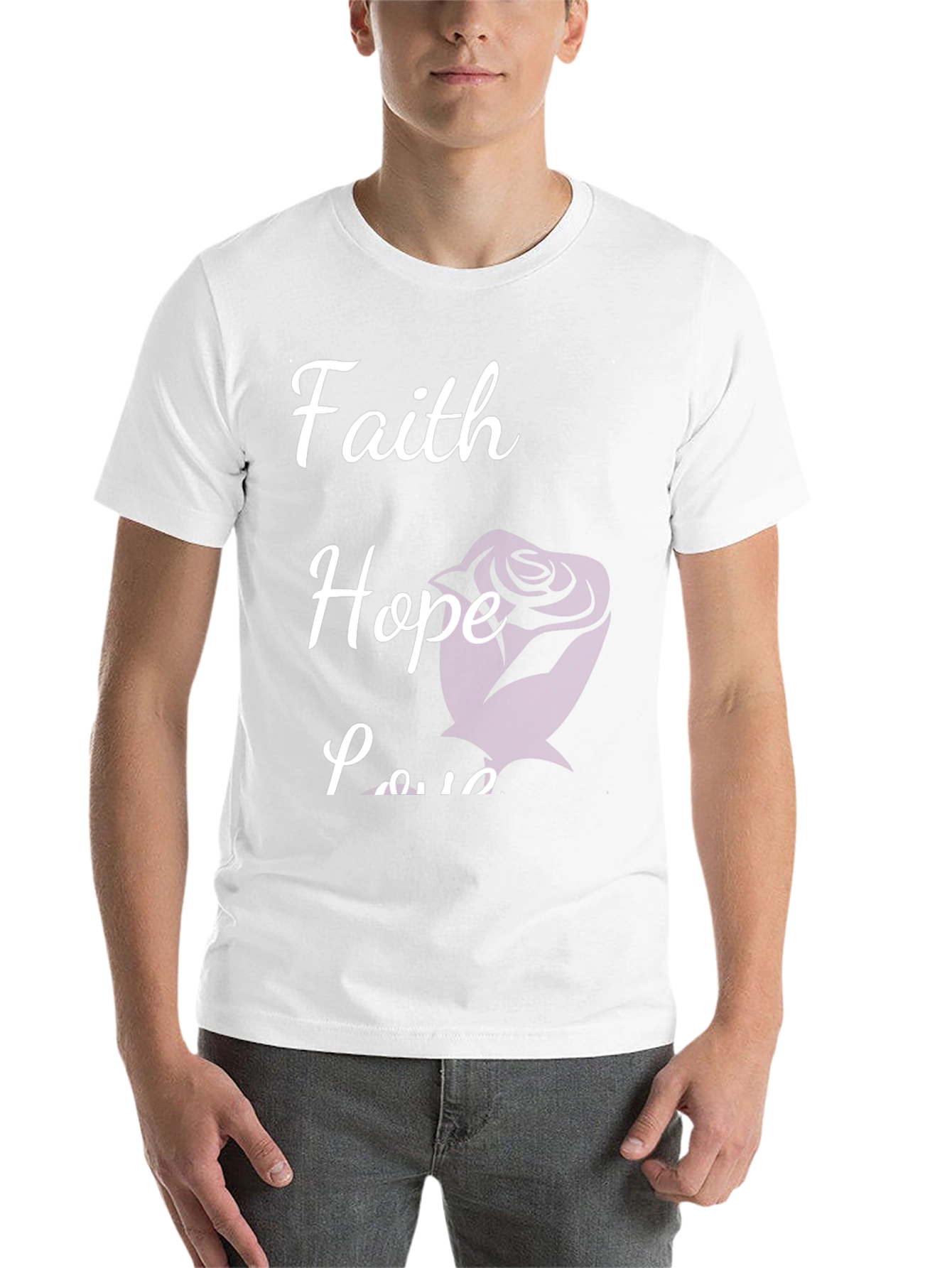 Black Faith Hope Love T-Shirt Rose Design view 14