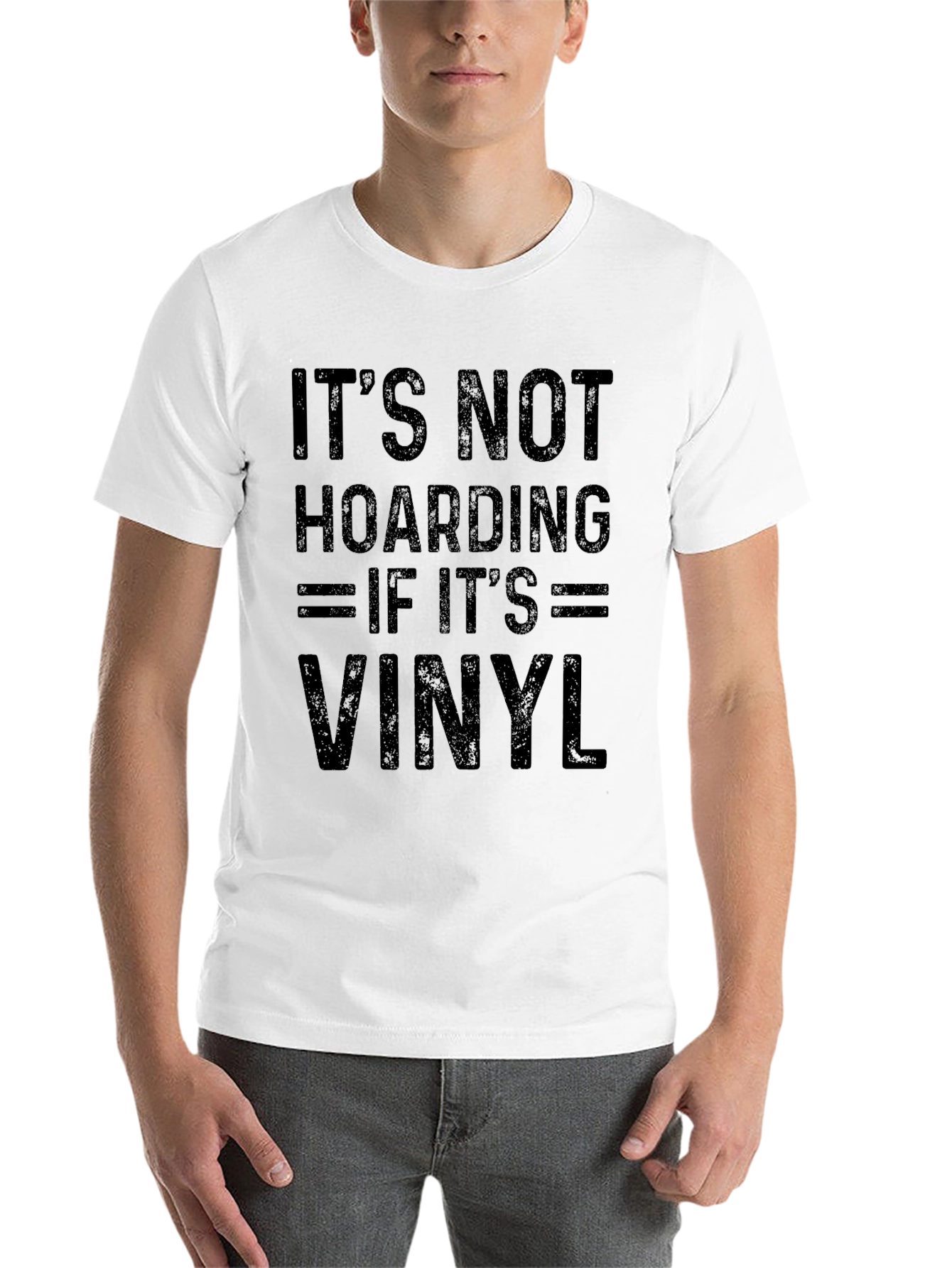 Black It's Not Hoarding If It's Vinyl T-Shirt view 14