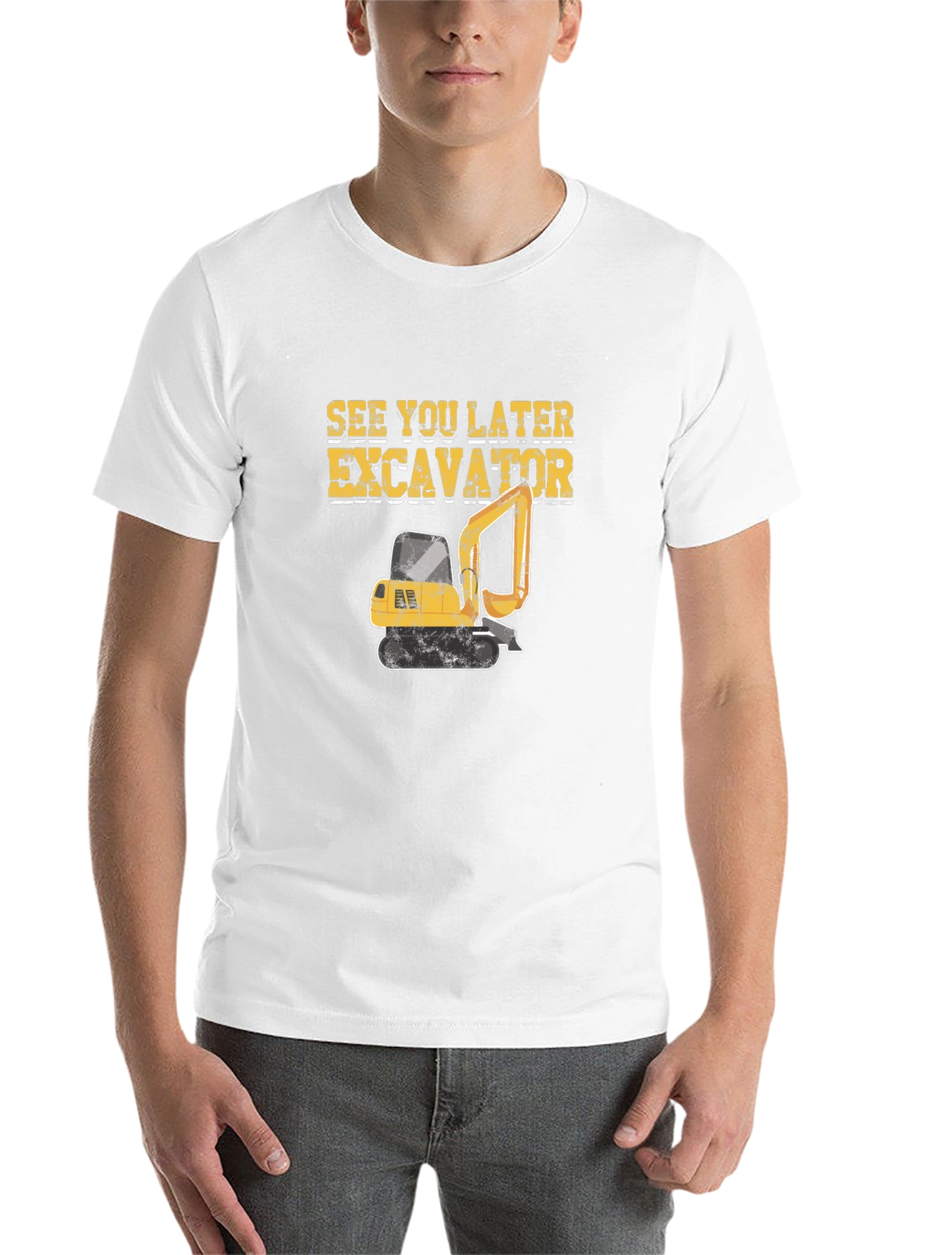 Black See You Later Excavator Black Cotton T-Shirt view 14