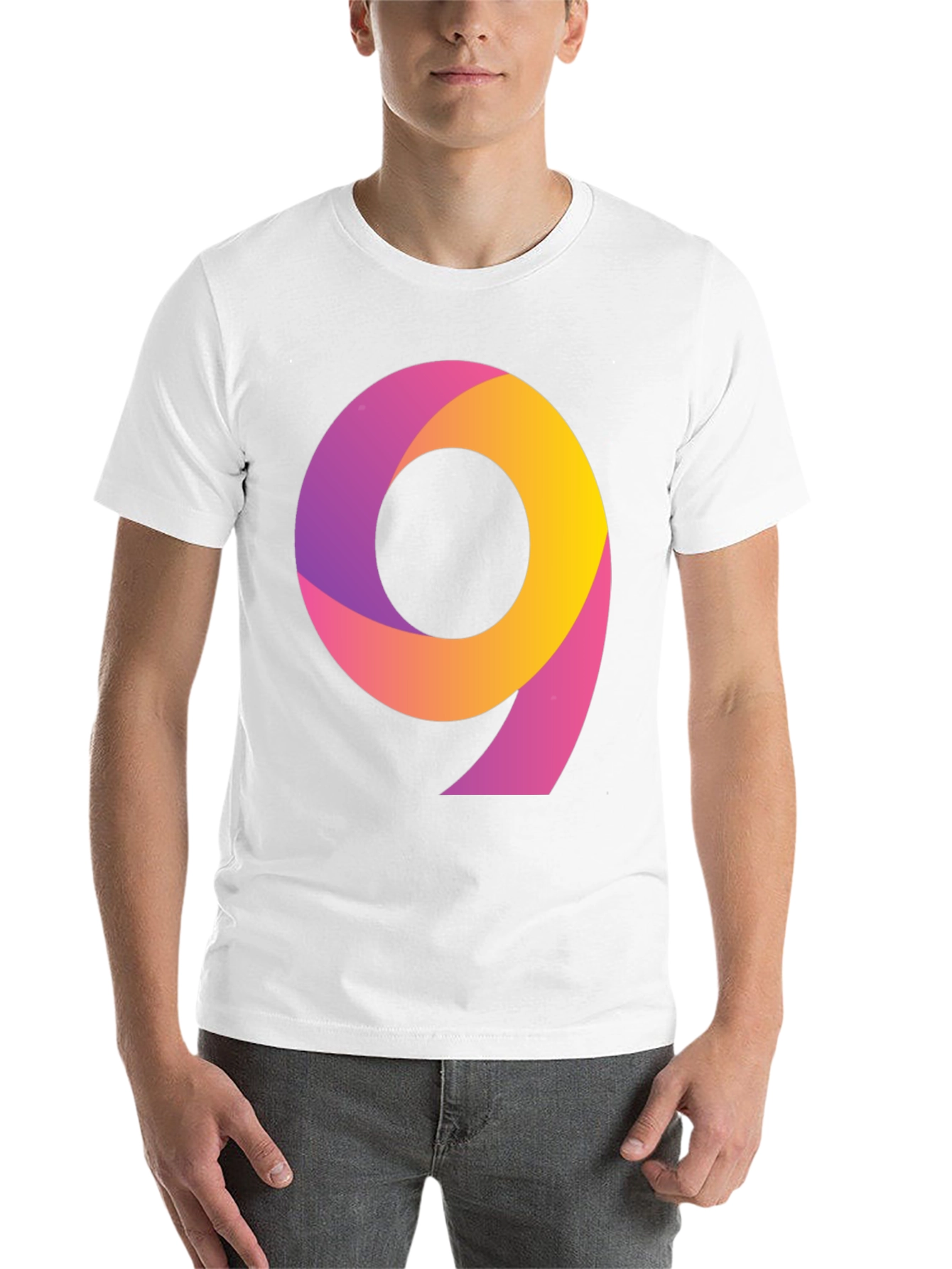 Black Gradient Number 9 Black T-Shirt view 14