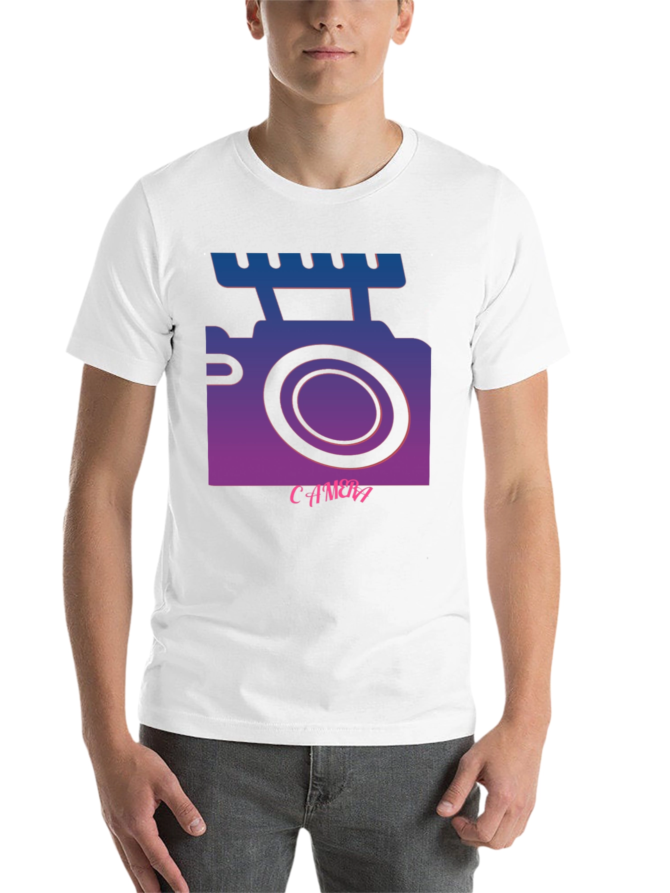 Black Retro Camera T-Shirt - Gradient Graphic Tee view 14