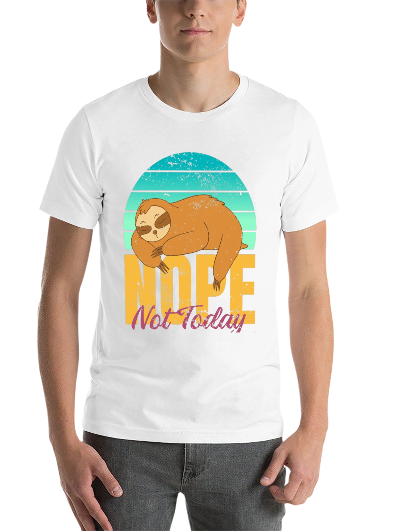 Black Nope Not Today Sloth T-Shirt view 14