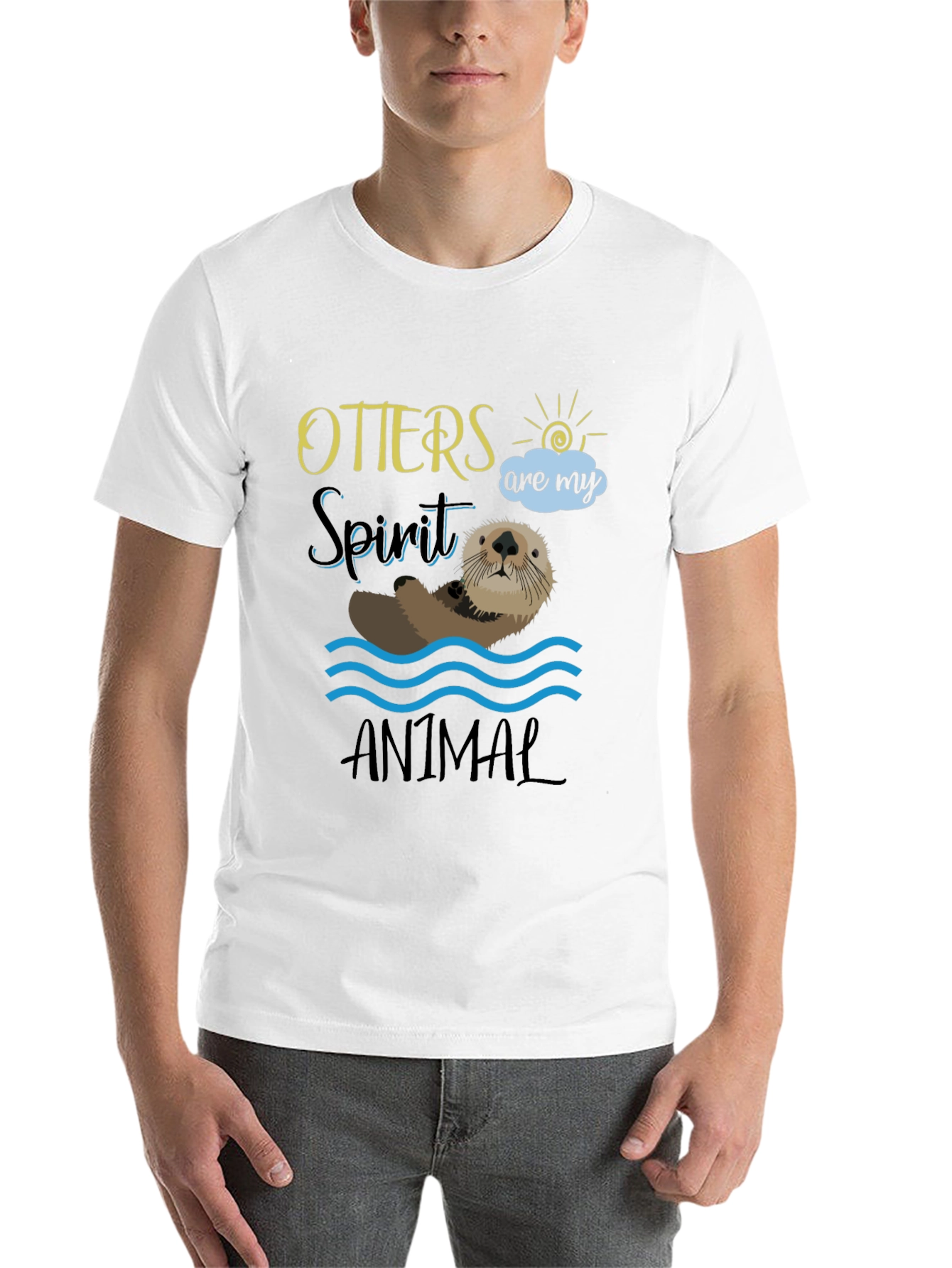 Black Otter Spirit Animal Graphic Tee - Unisex Black T-Shirt view 14