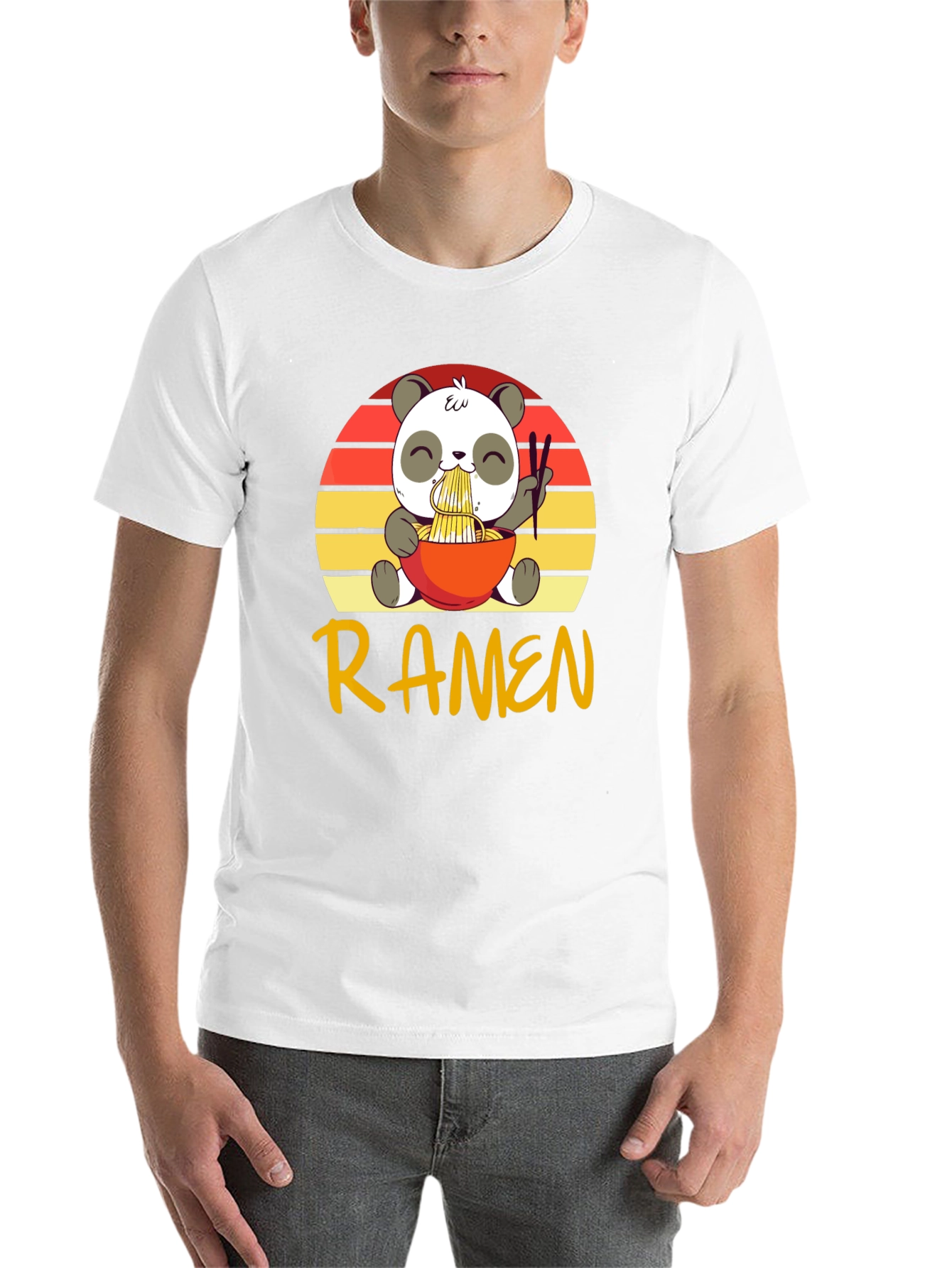 Black Cute Panda Ramen T-Shirt view 14