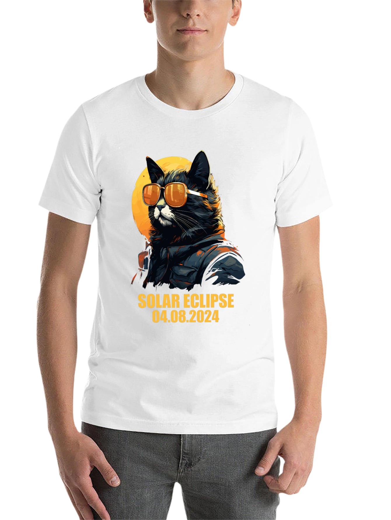 Black Solar Eclipse 2024 Cat T-Shirt view 14