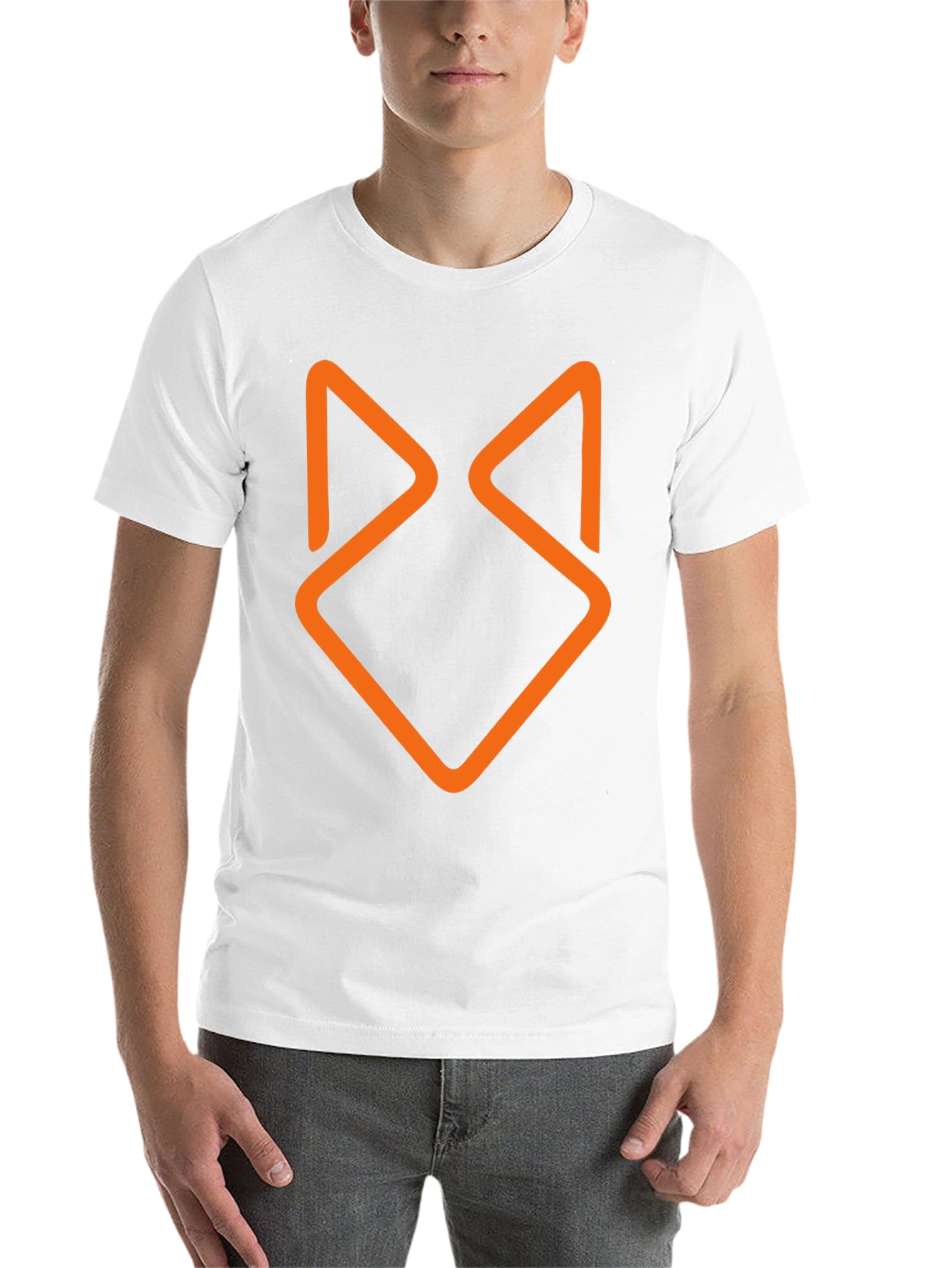 Black Modern Geometric Fox Head Graphic Tee - Black view 14