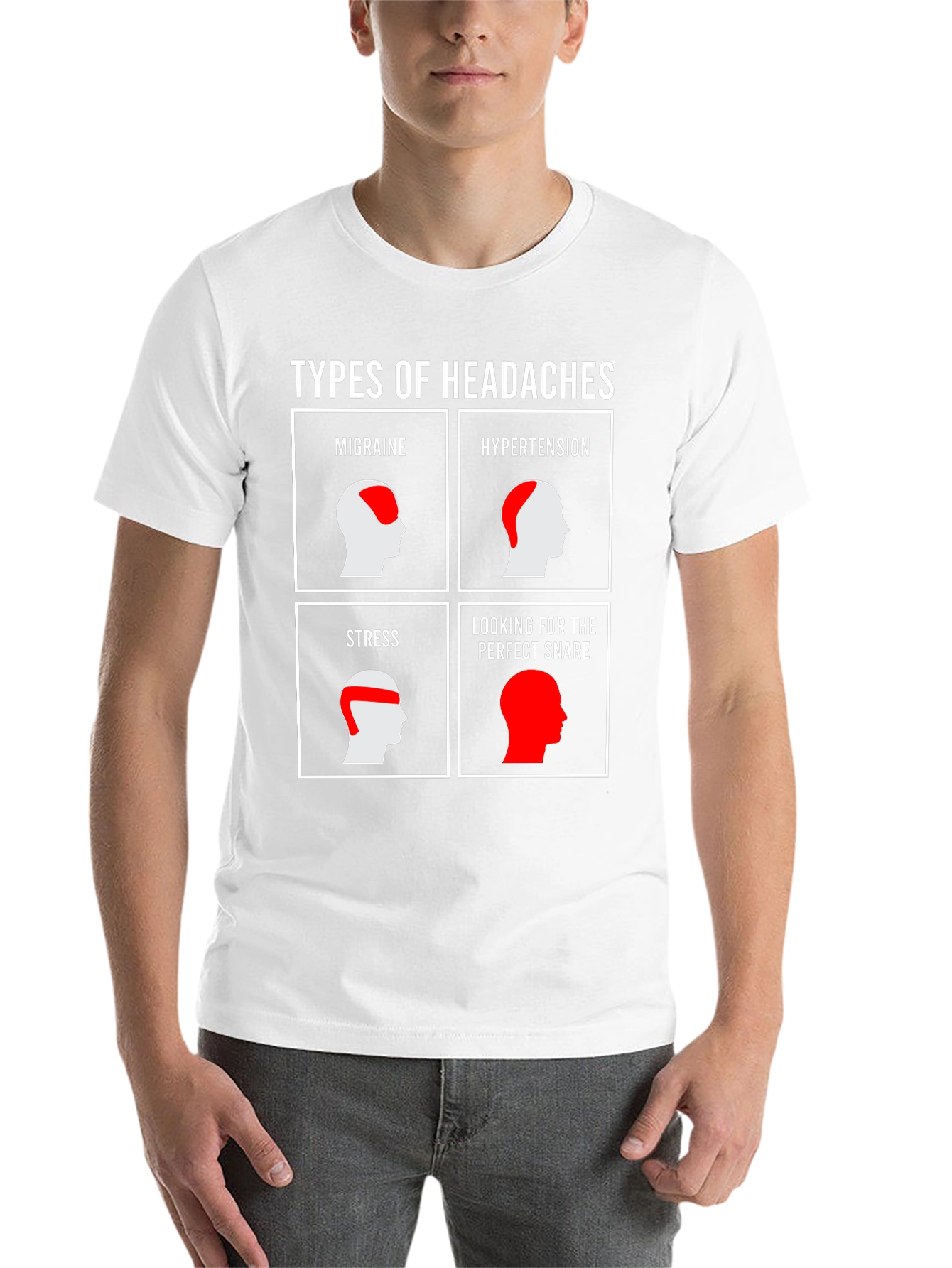Black Types of Headaches Funny T-Shirt view 14