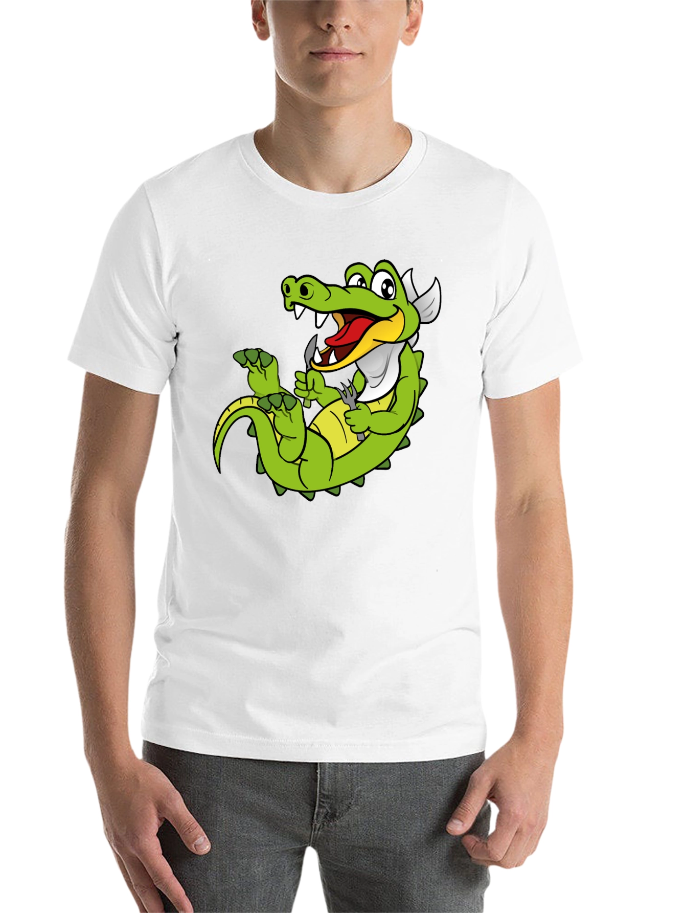 Black Funny Alligator Cartoon T-Shirt view 14
