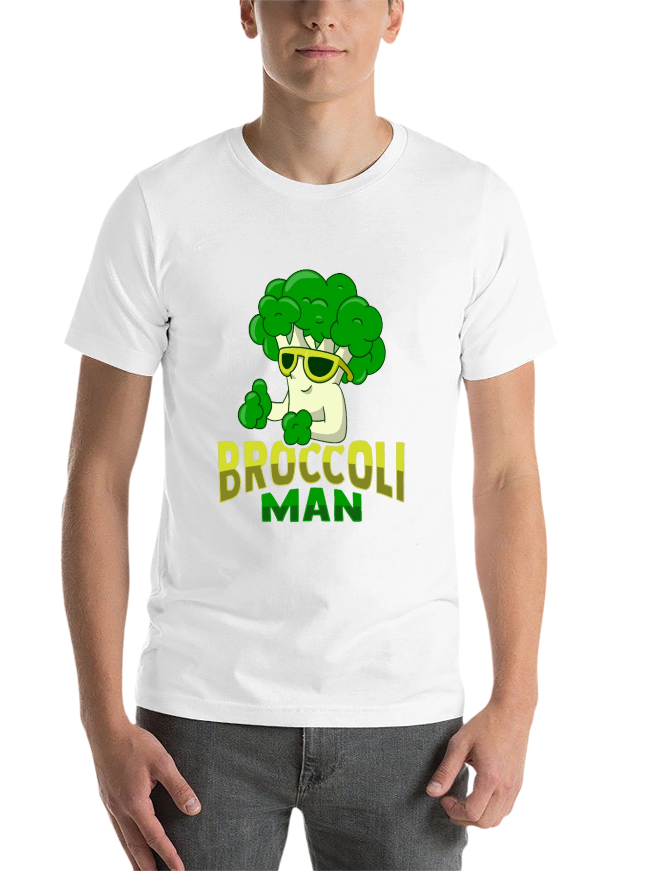 Black Broccoli Man Graphic T-Shirt - Funny Veggie Tee view 14