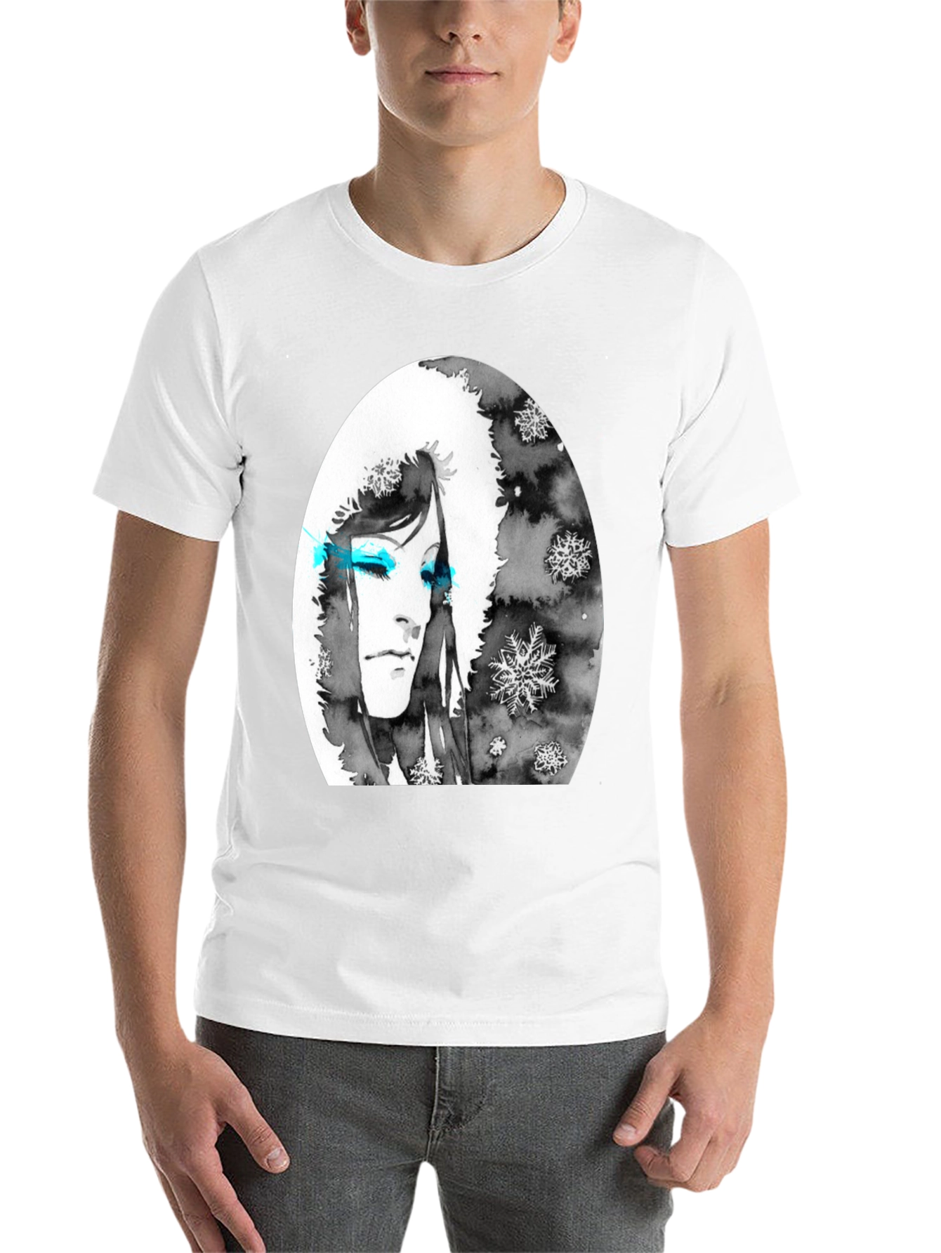 Black Winter Woman Graphic Tee - Soft Black Cotton view 14