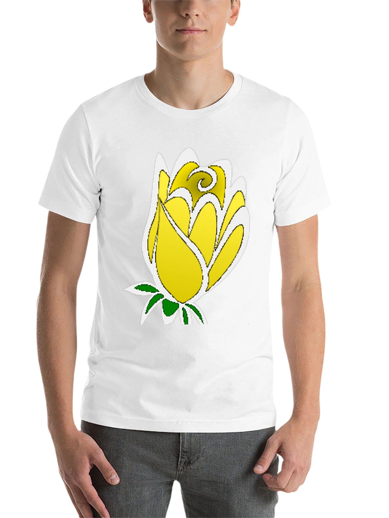 Black Yellow Rose Graphic Tee - Stylish Men's Black T-Shirt view 14