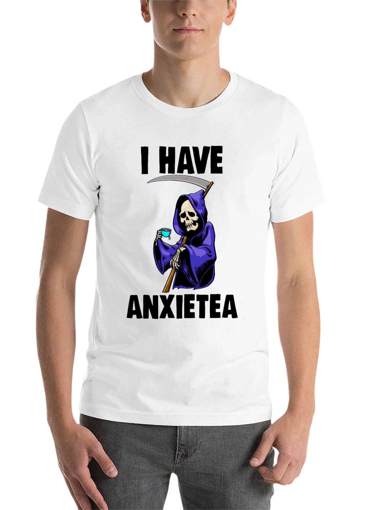 Black I Have Anxietea Grim Reaper T-Shirt view 14