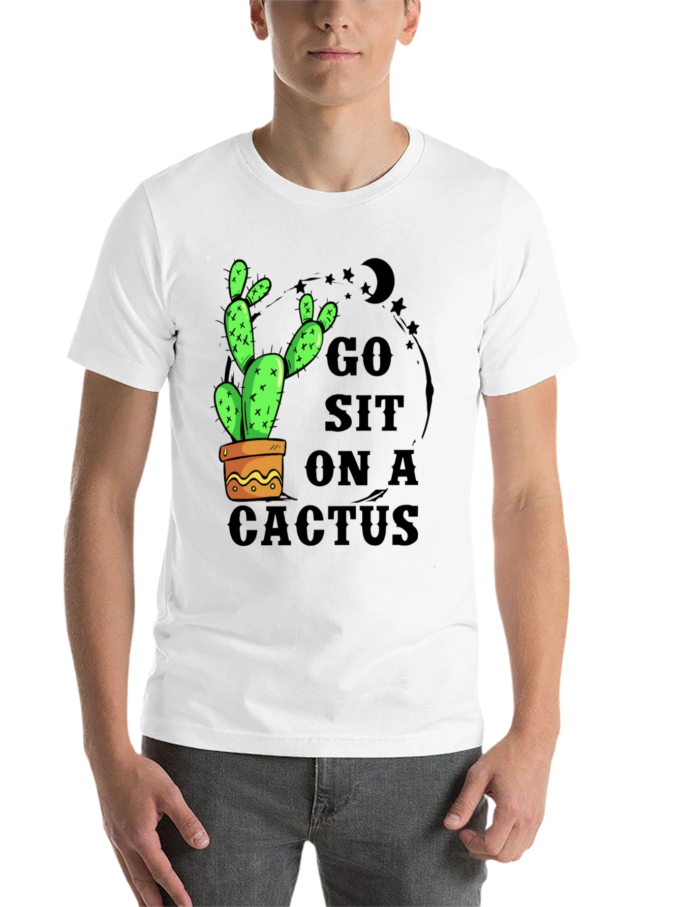 Black Go Sit On A Cactus T-Shirt - Funny Graphic Tee view 14