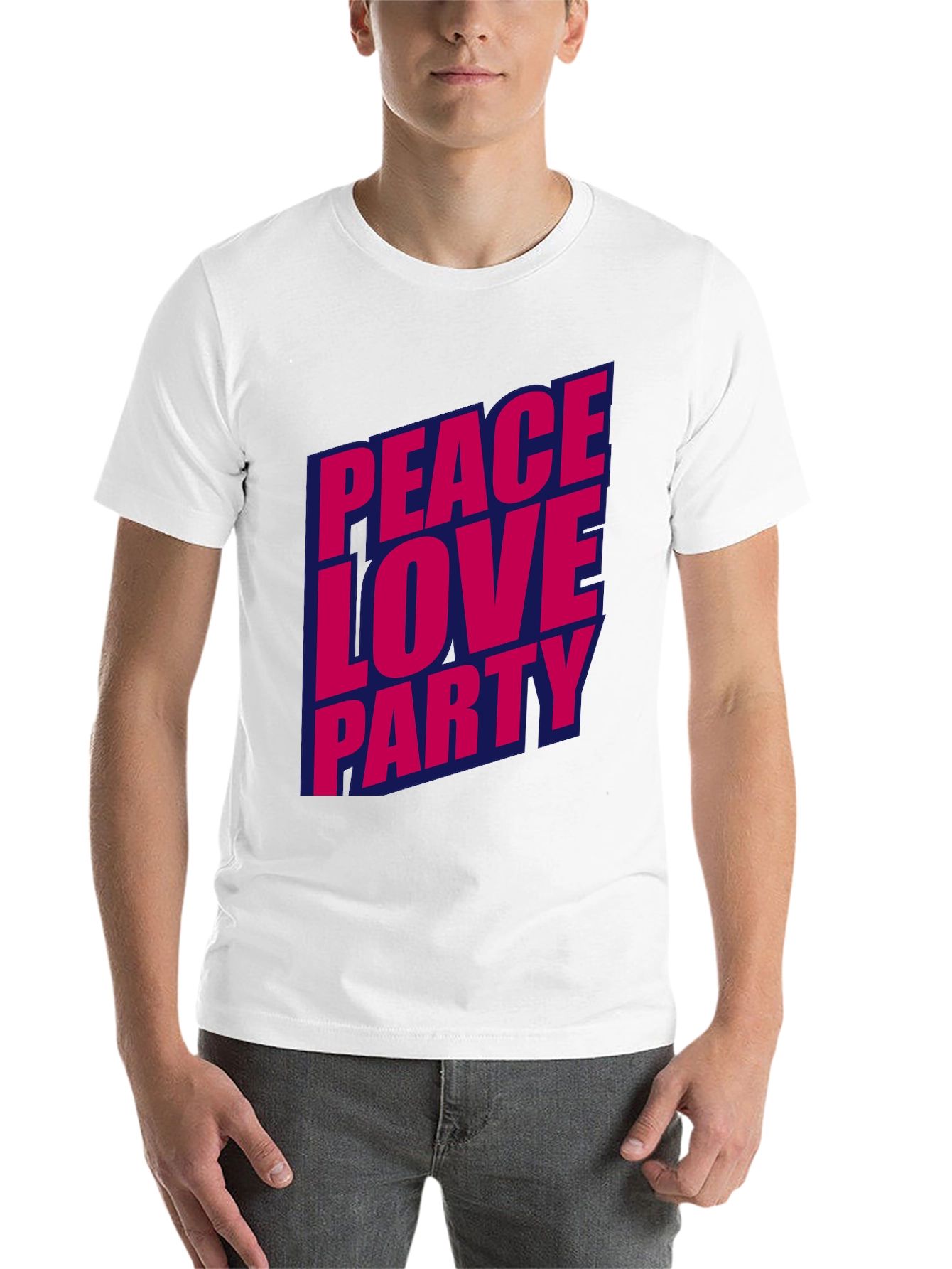 Black Peace Love Party Graphic Tee - Stylish Crew Neck T-Shirt view 14