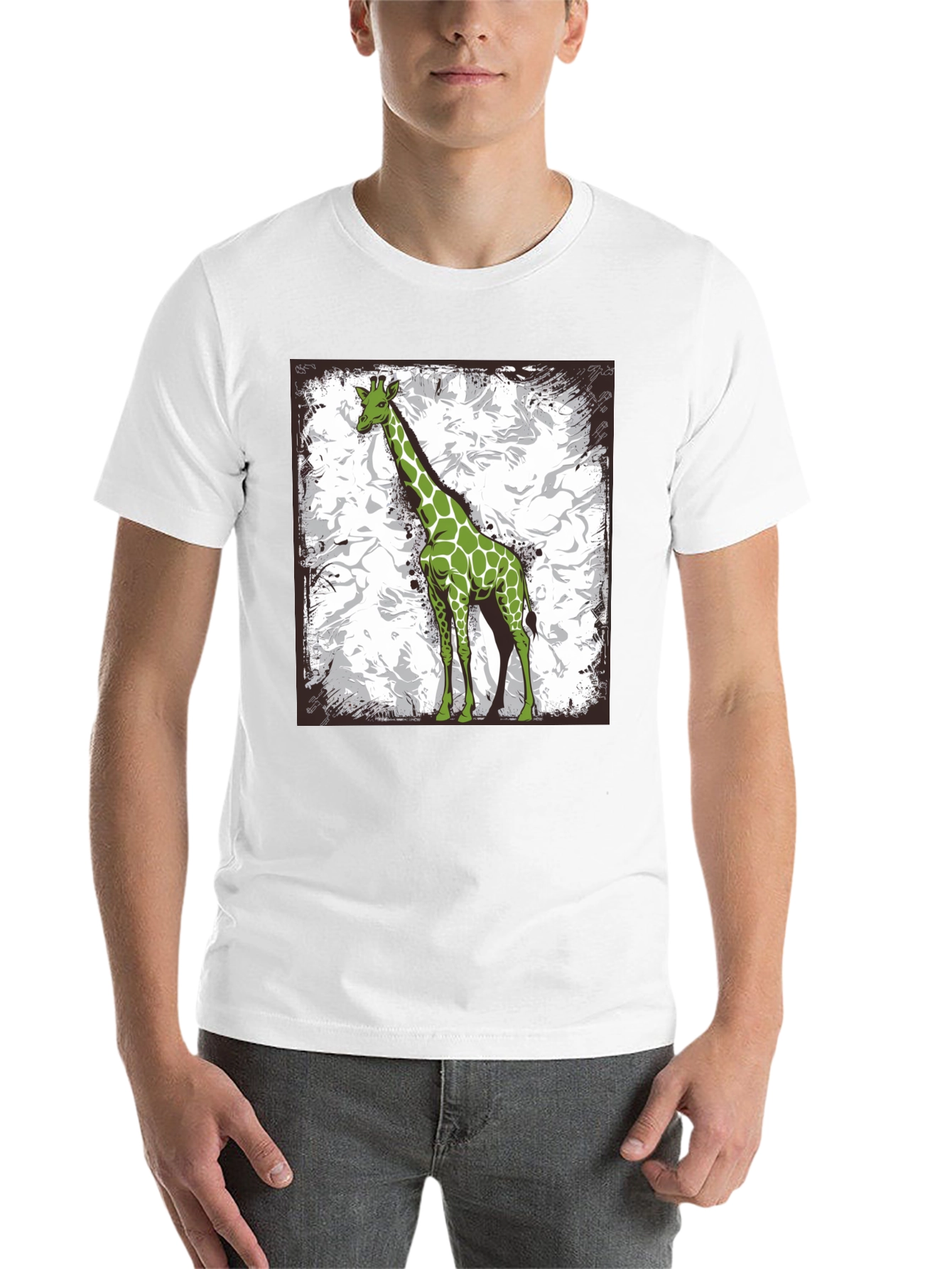 Black Green Giraffe Graphic Tee - Stylish Animal Print Shirt view 14