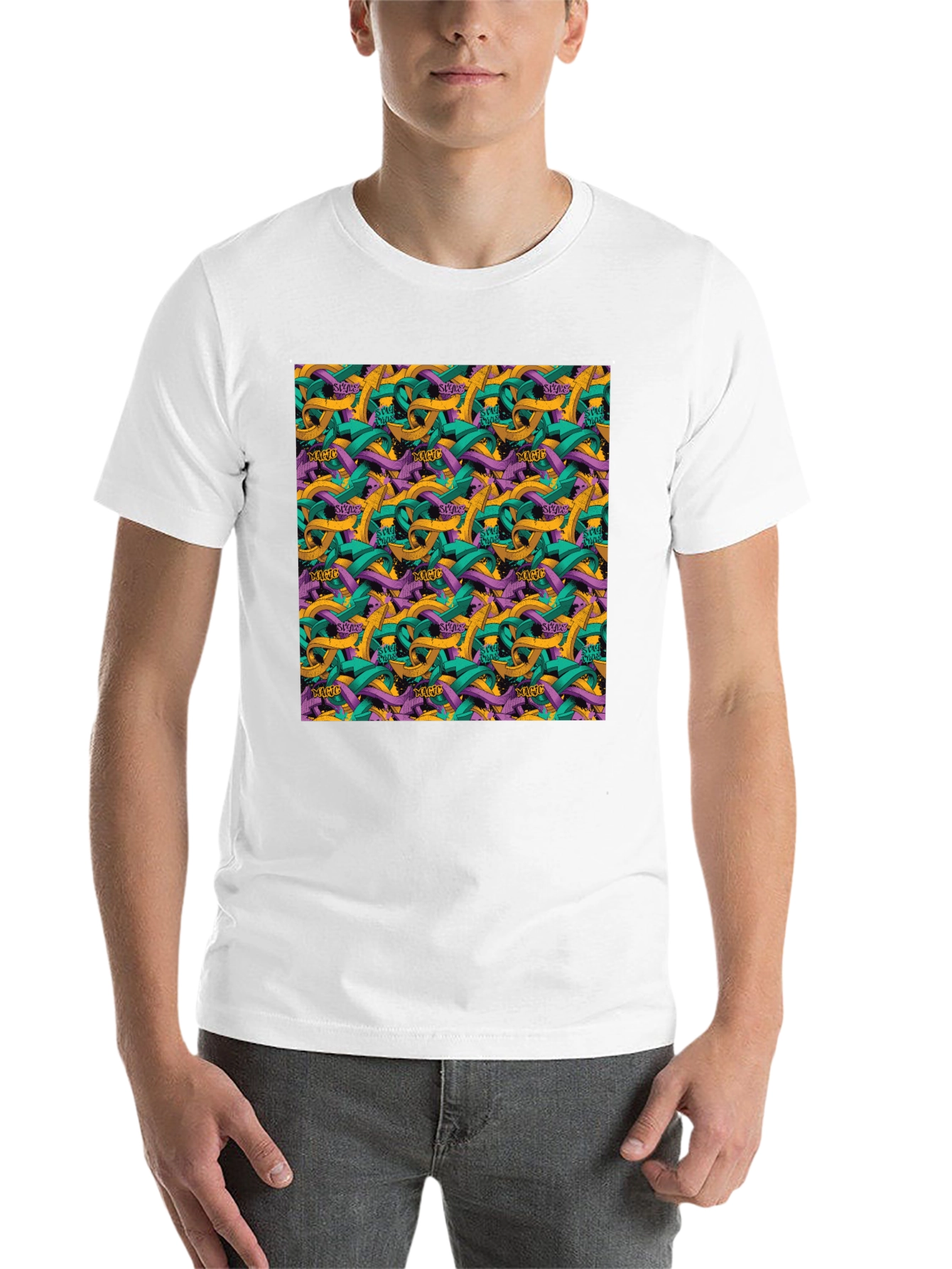Abstract Arrow Graphic Black T-Shirt - 14