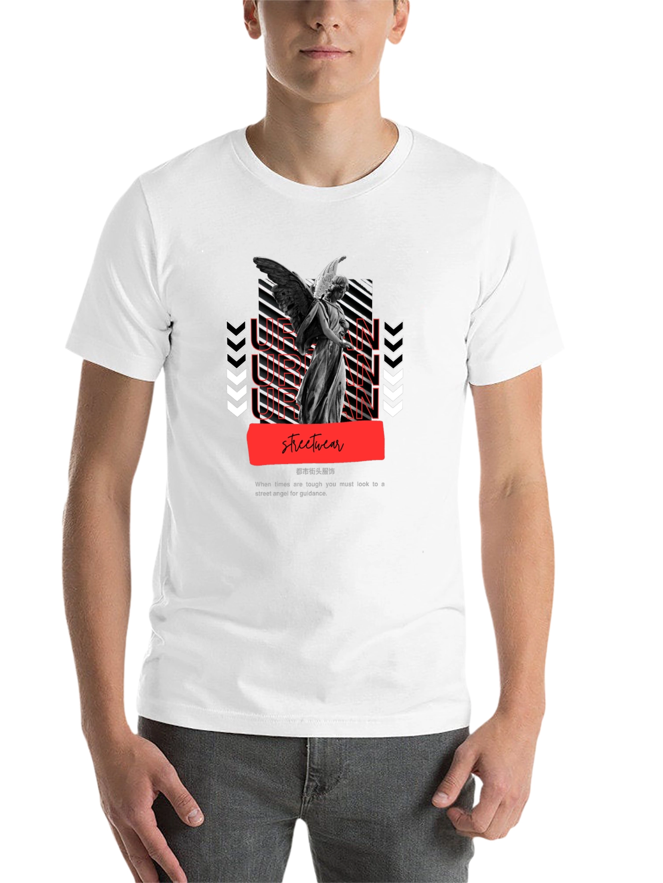 Black Urban Angel Graphic Tee - Streetwear Fashion view 14