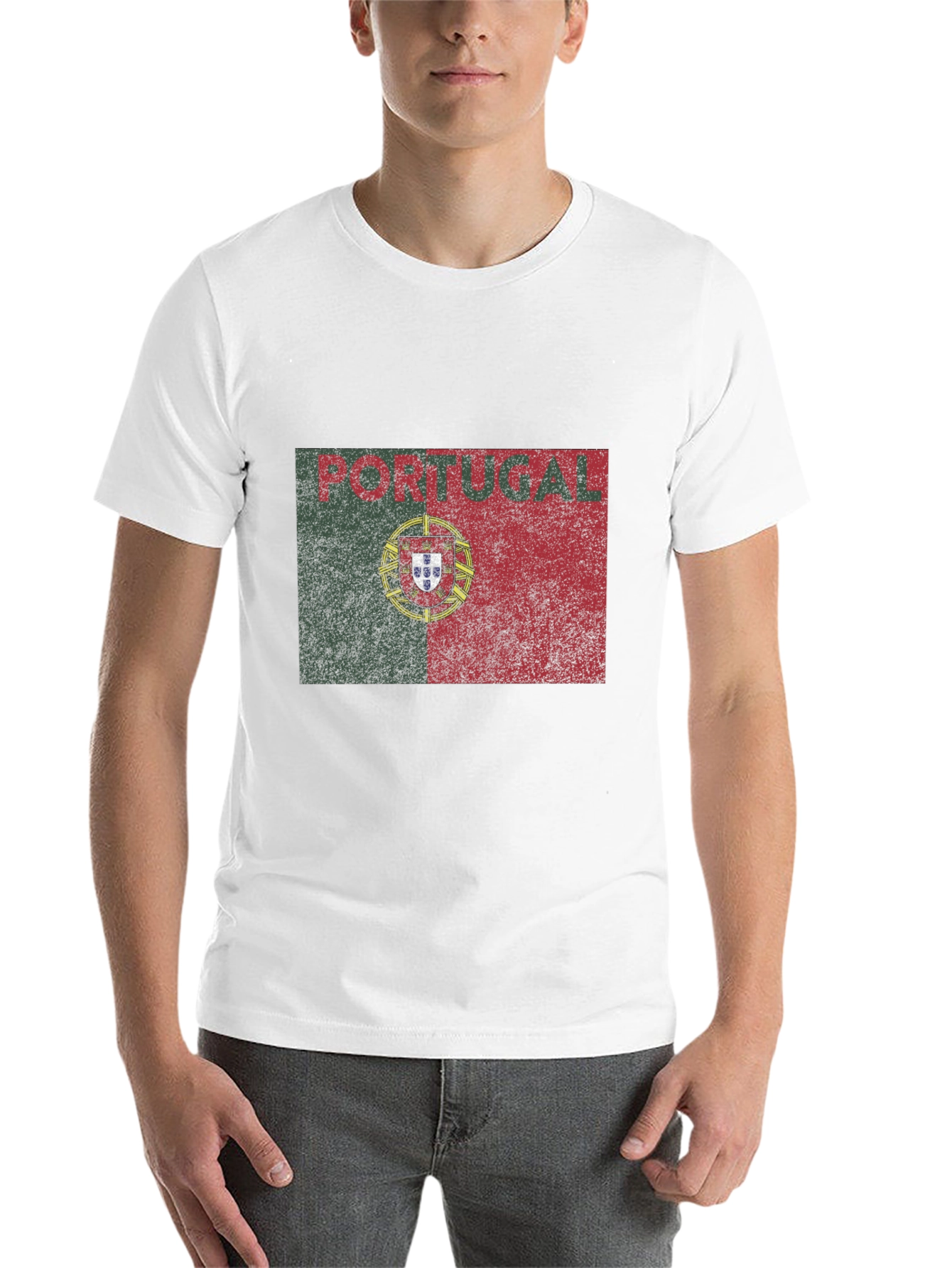 Portugal Flag Graphic T-Shirt - Distressed Design - 14